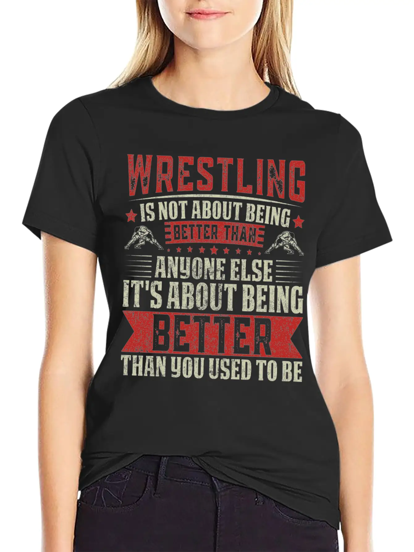 Wrestling Is About Self-Improvement Unisex Short Sleeve Soft Cotton T-Shirt – Casual Everyday Wear