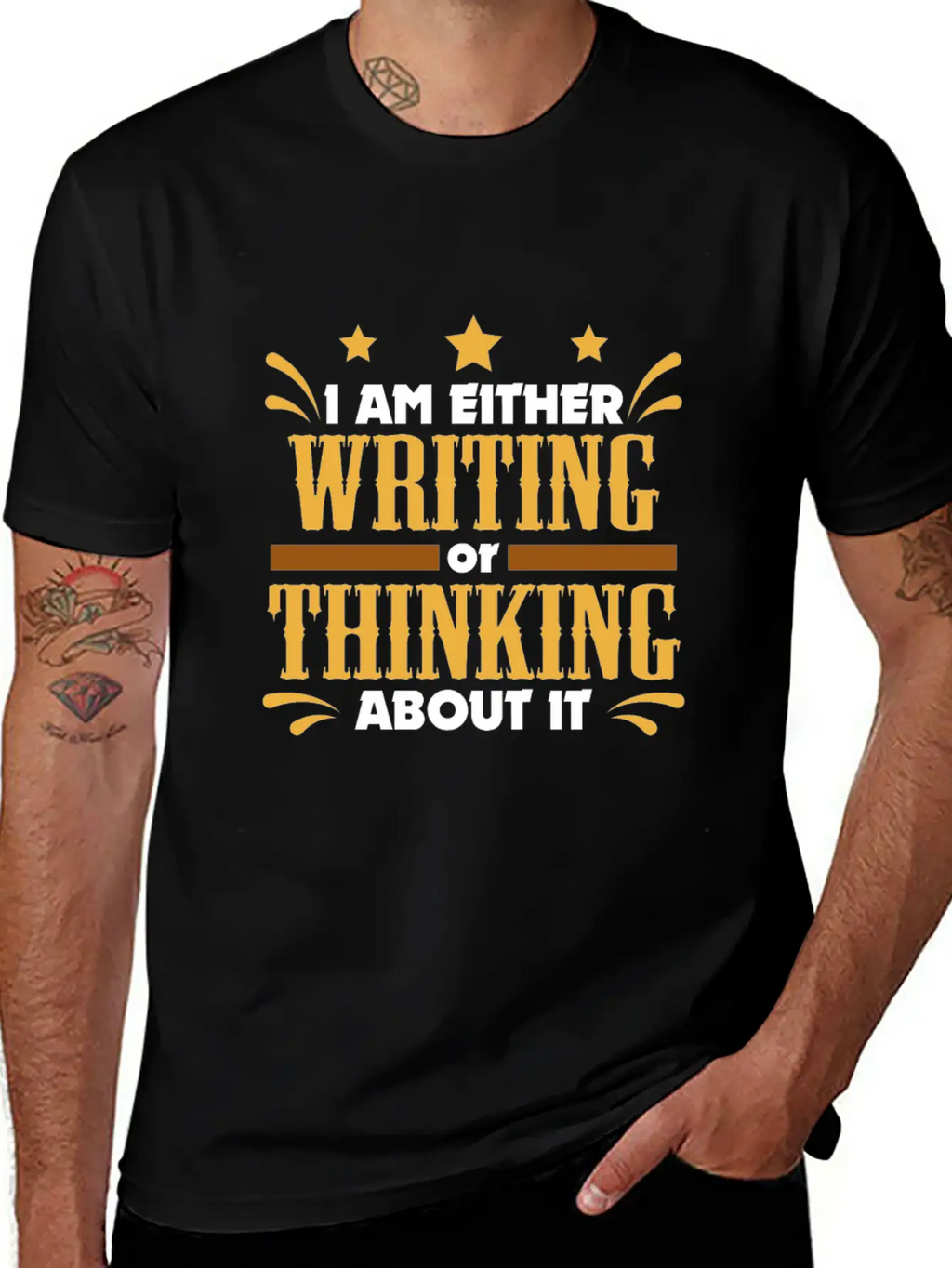 Writer Gift Either Writing Or Thinking Journalist Unisex Casual T-Shirt – Clean Design For Daily Comfort