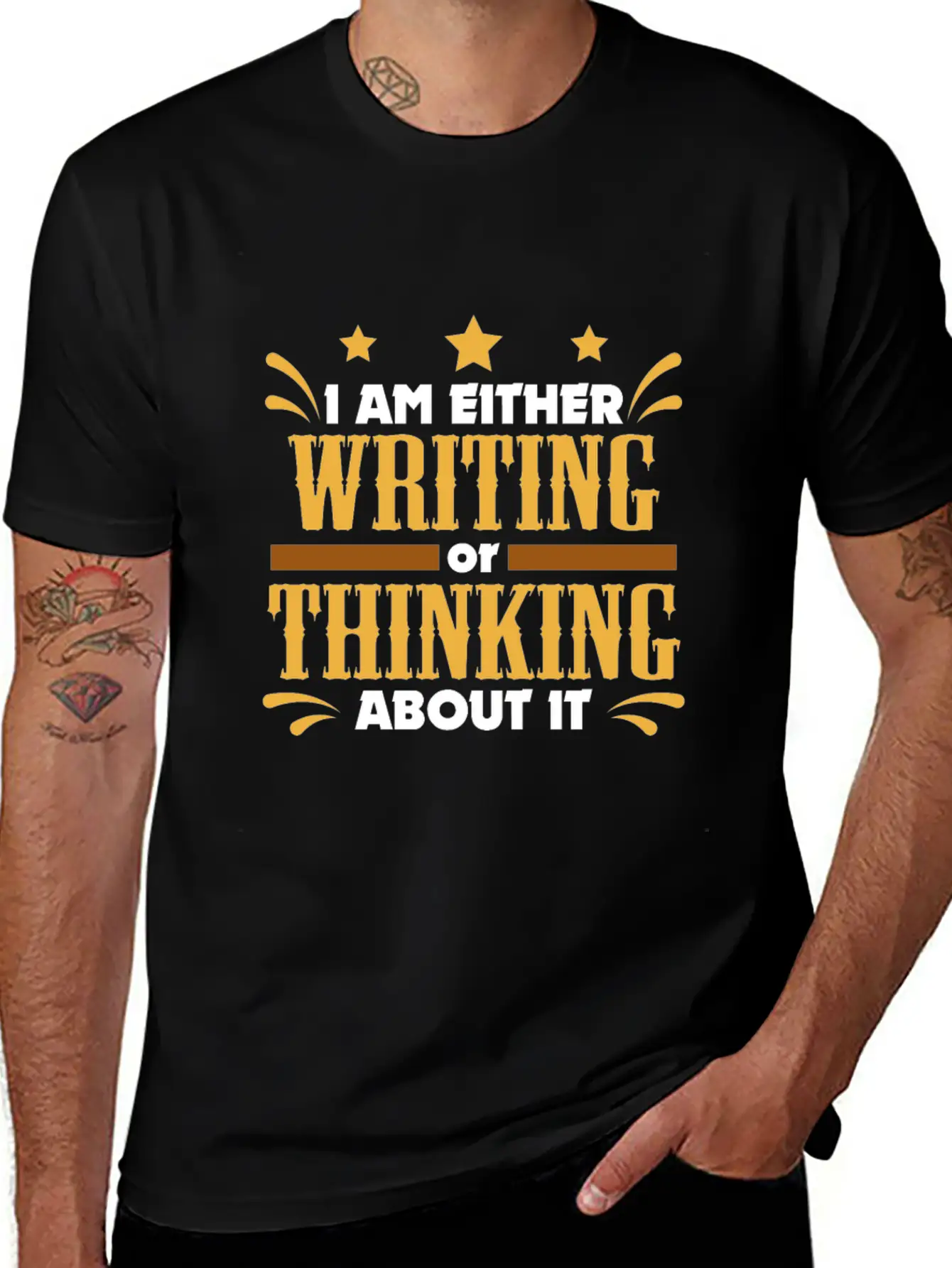 Writer Gift Either Writing Or Thinking Journalist Unisex Casual T-Shirt – Clean Design For Daily Comfort