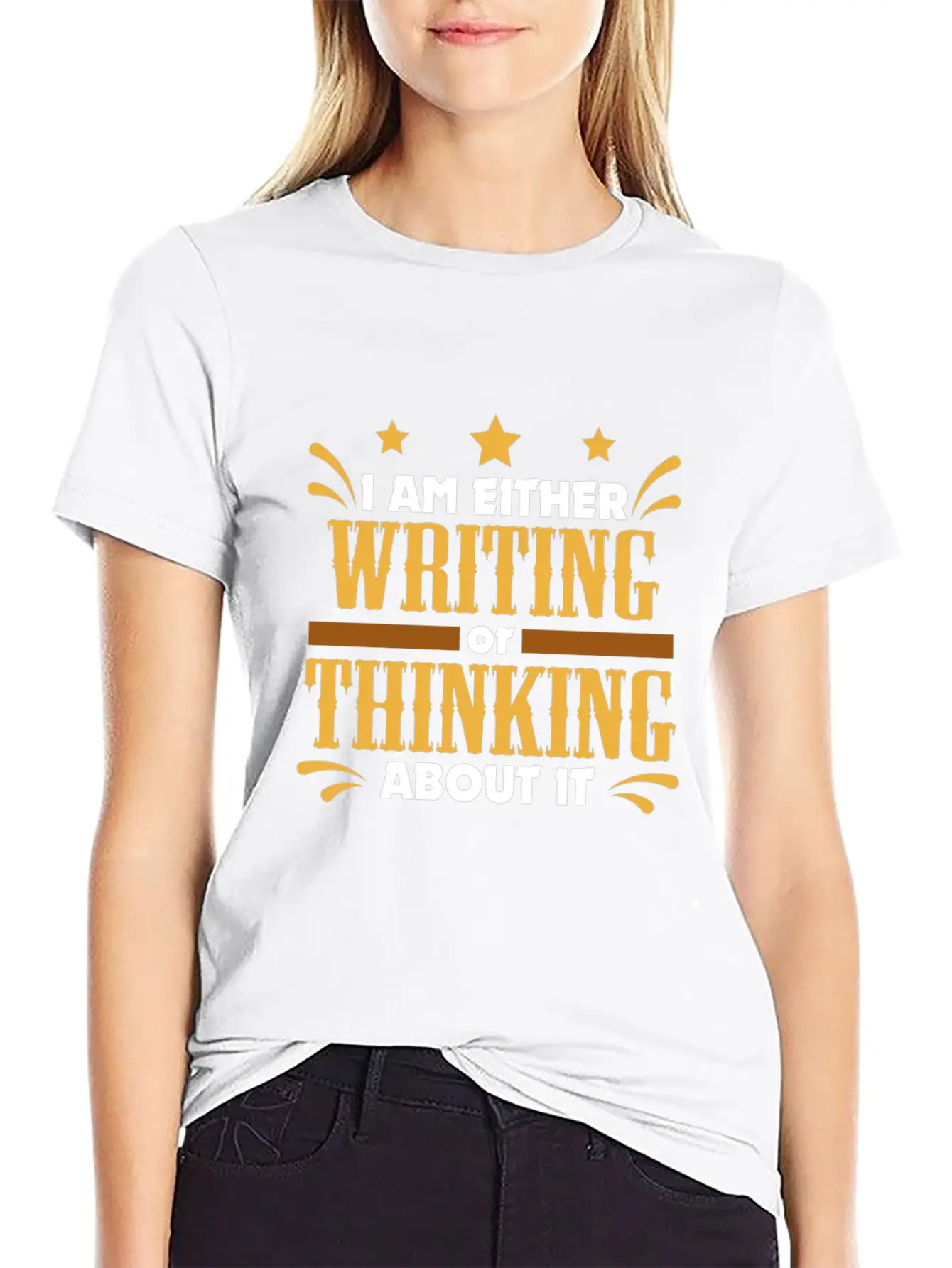 Writer Gift Either Writing Or Thinking Journalist Unisex Casual T-Shirt – Clean Design For Daily Comfort