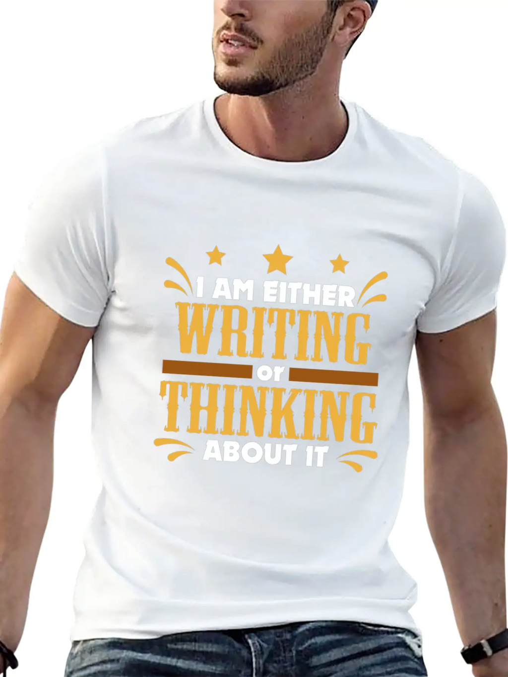 Writer Gift Either Writing Or Thinking Journalist Unisex Casual T-Shirt – Clean Design For Daily Comfort