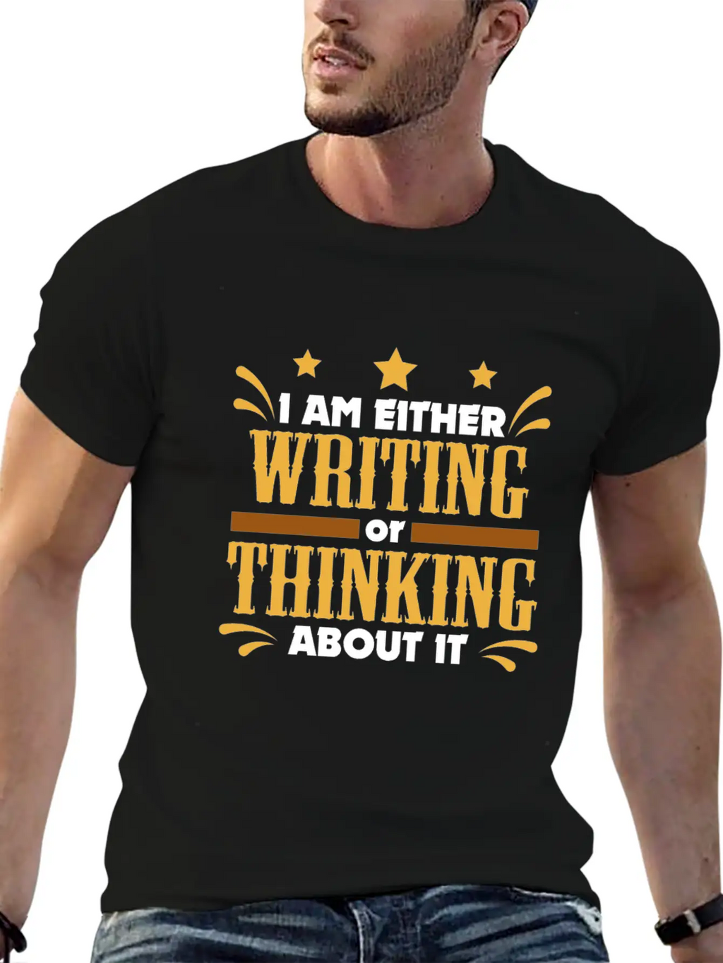 Writer Gift Either Writing Or Thinking Journalist Unisex Casual T-Shirt – Clean Design For Daily Comfort