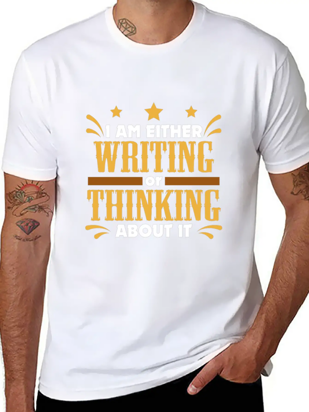 Writer Gift Either Writing Or Thinking Journalist Unisex Casual T-Shirt – Clean Design For Daily Comfort