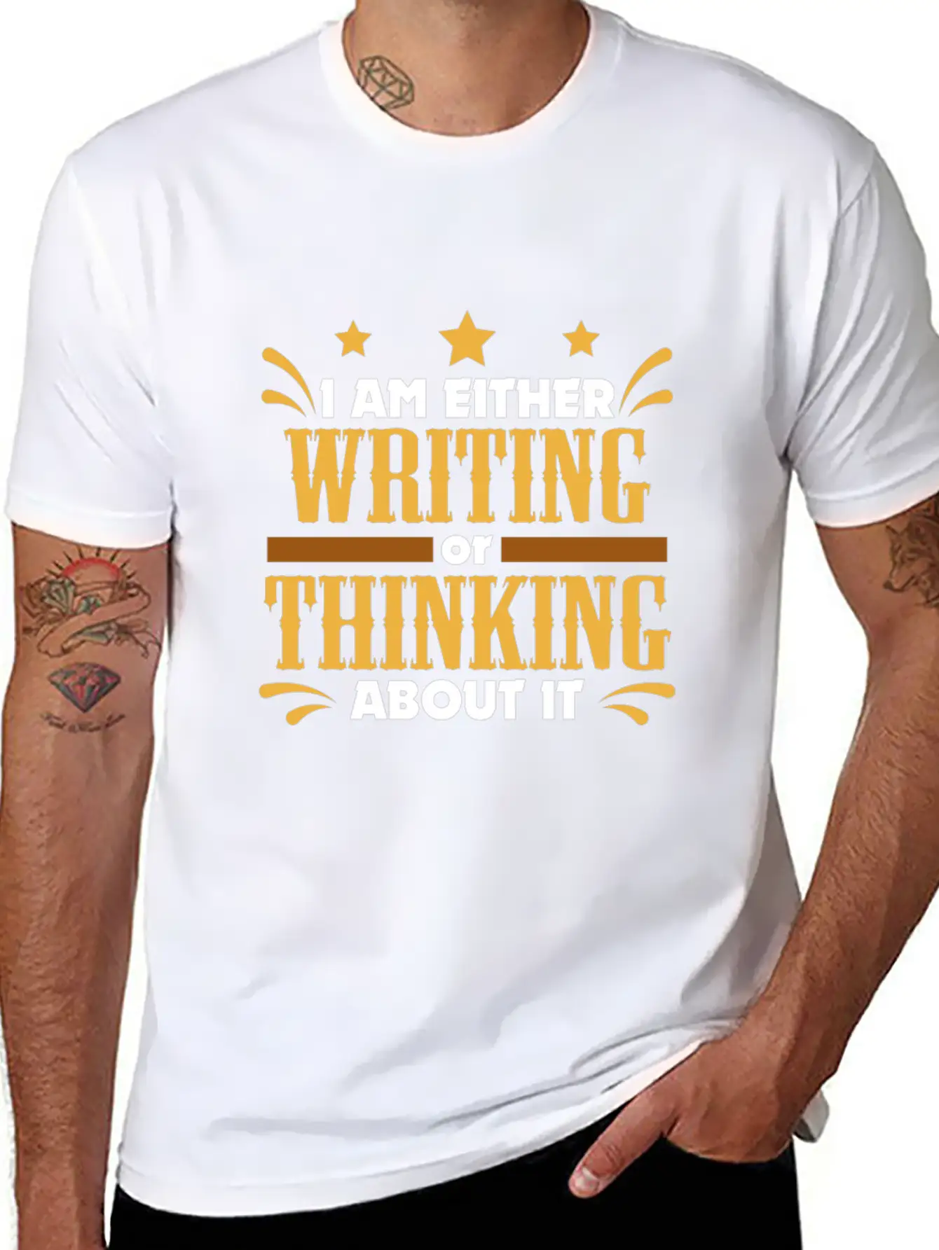 Writer Gift Either Writing Or Thinking Journalist Unisex Casual T-Shirt – Clean Design For Daily Comfort