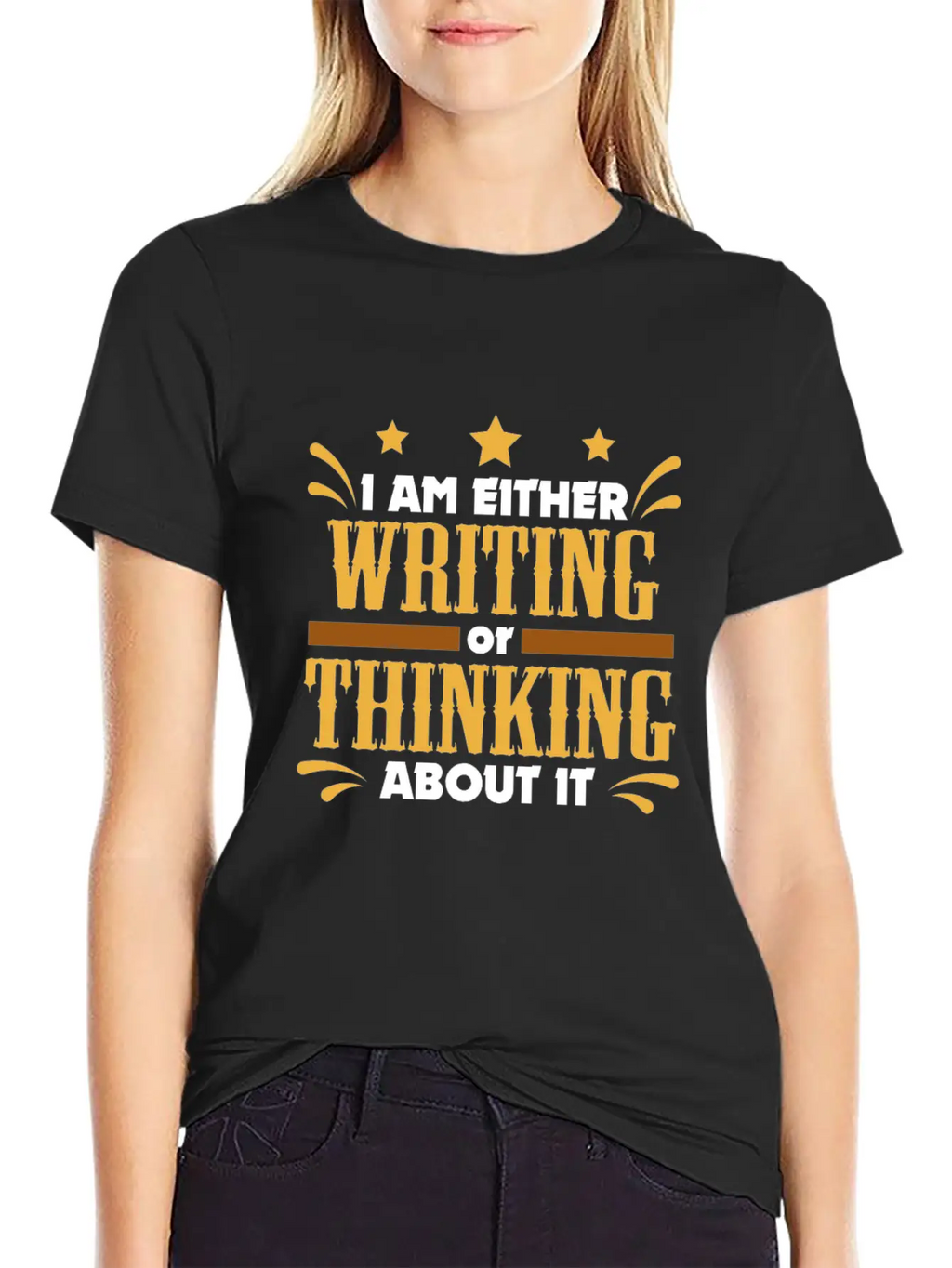 Writer Gift Either Writing Or Thinking Journalist Unisex Casual T-Shirt – Clean Design For Daily Comfort