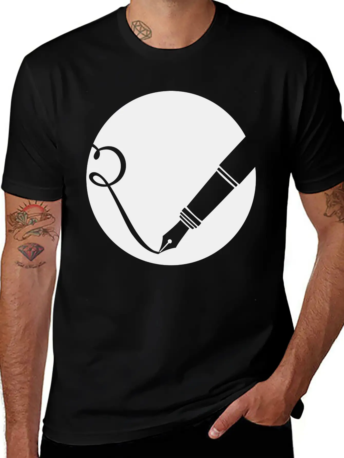 Writing Pen Icon Classic Fit Graphic Tee For Daily Comfort – Unisex Cotton Shirt