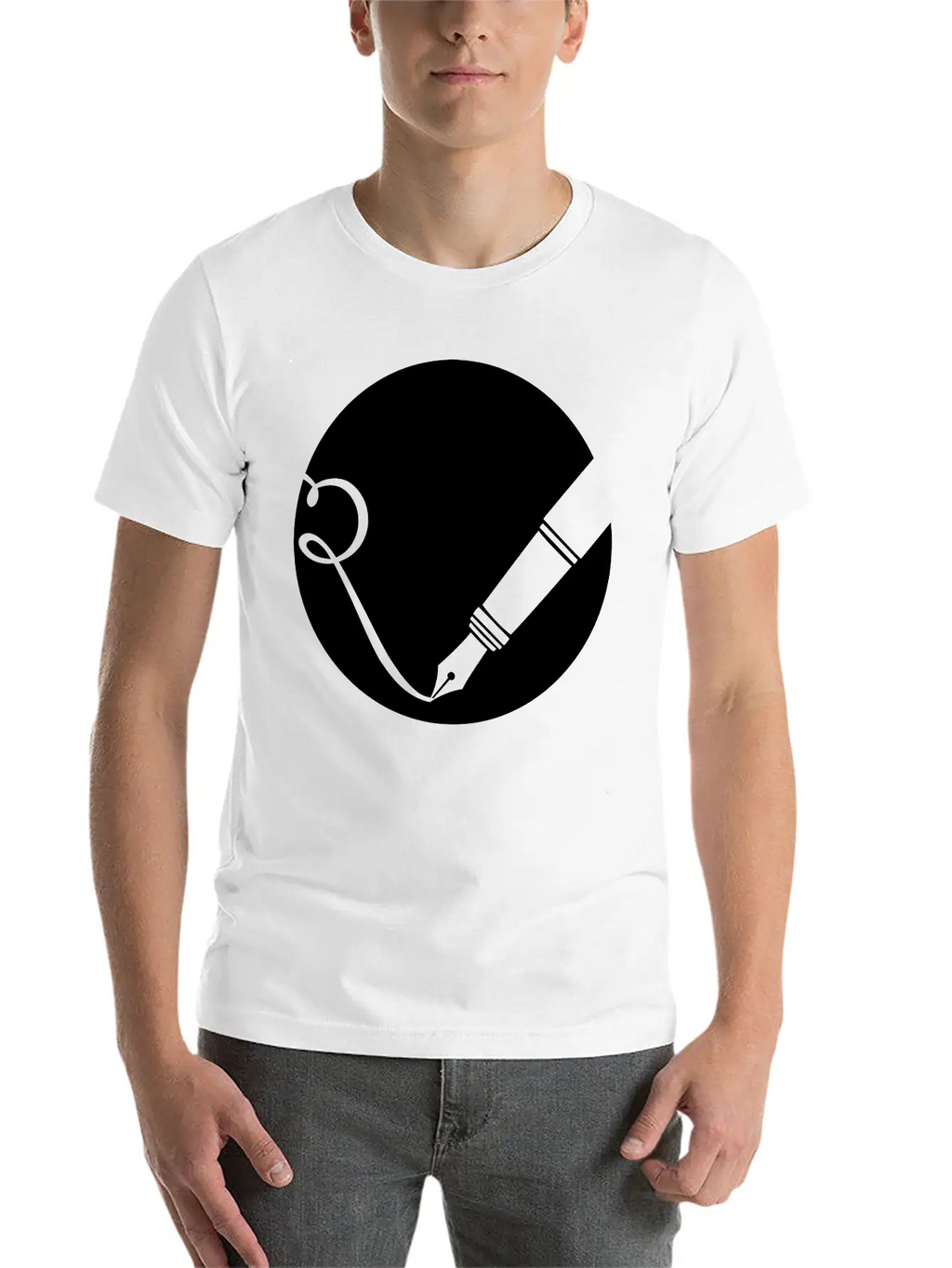 Writing Pen Icon Classic Fit Graphic Tee For Daily Comfort – Unisex Cotton Shirt