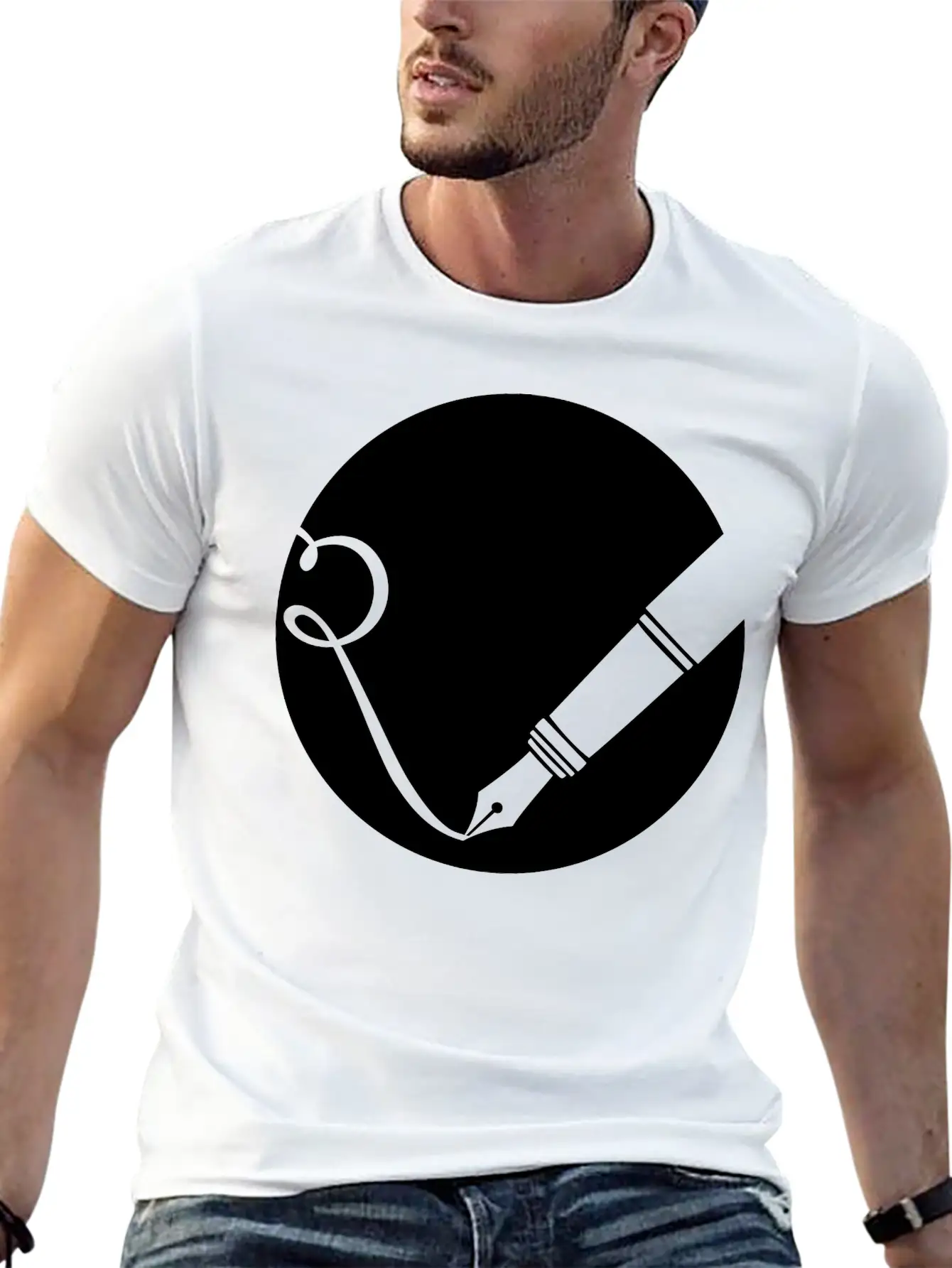 Writing Pen Icon Classic Fit Graphic Tee For Daily Comfort – Unisex Cotton Shirt