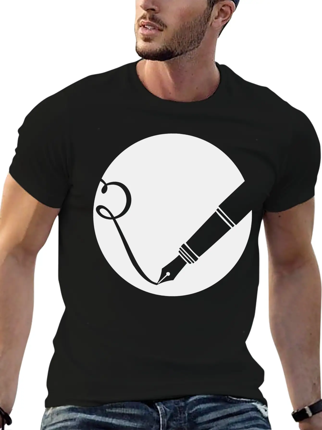 Writing Pen Icon Classic Fit Graphic Tee For Daily Comfort – Unisex Cotton Shirt