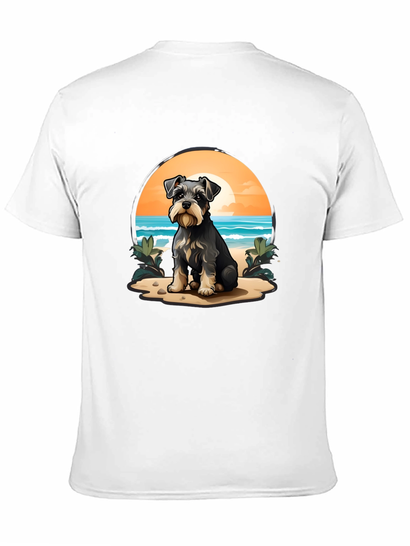 Schnauzer Dog Beach Scene T-Shirt