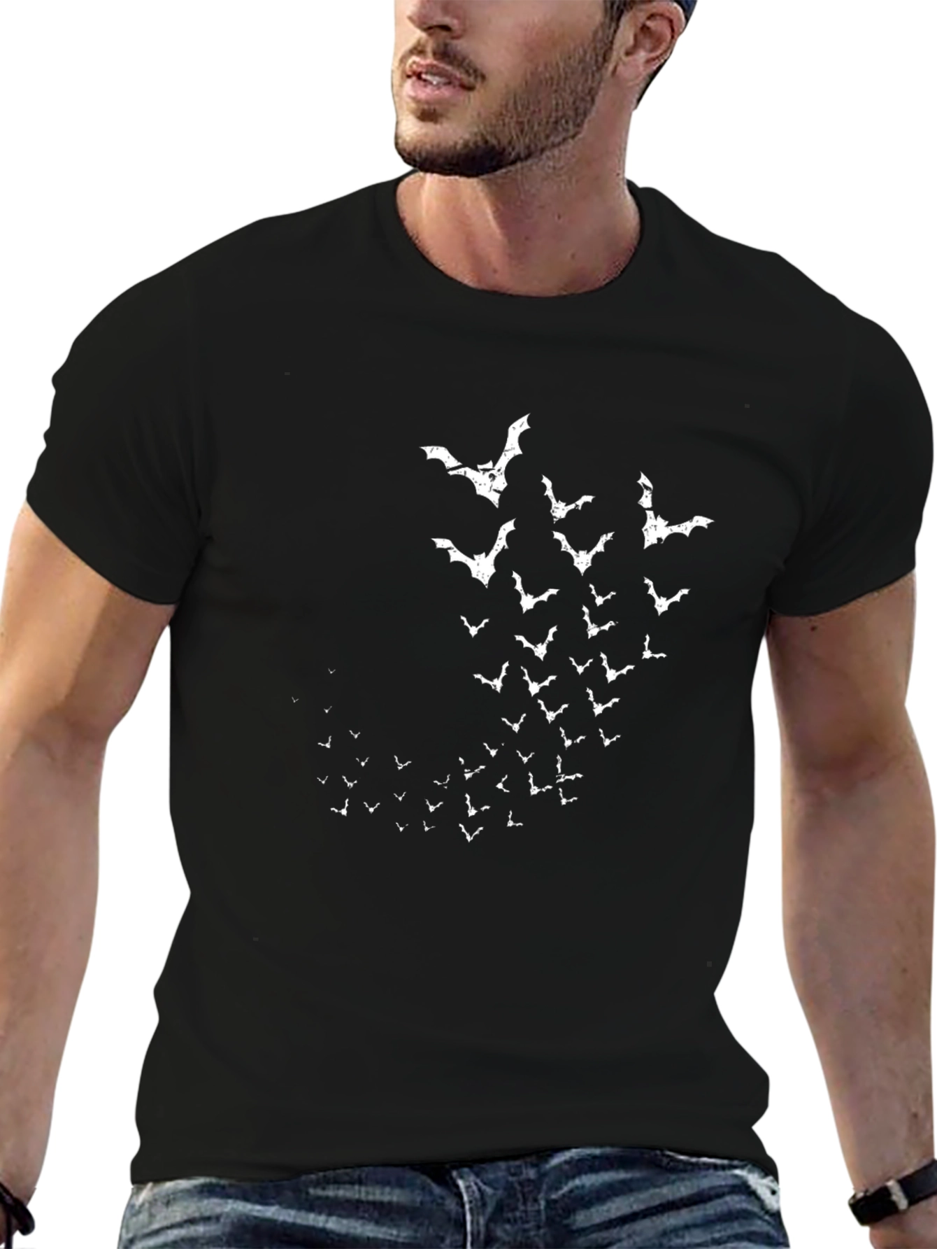 Bat Swarm Graphic T-Shirt - Black