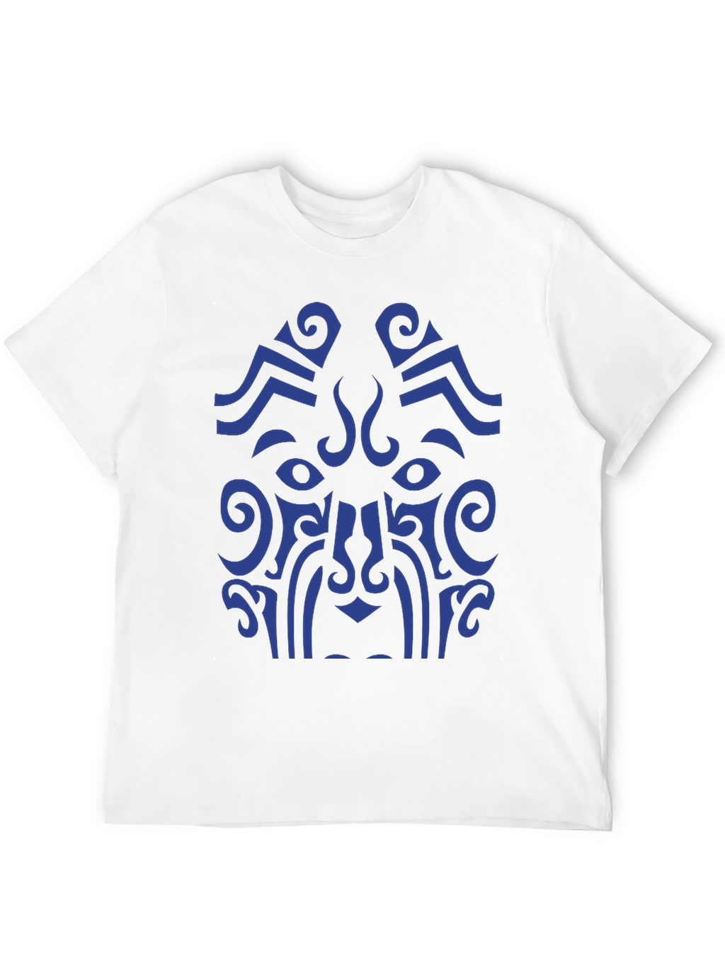 Tribal Art Graphic Tee - Bold Blue Design