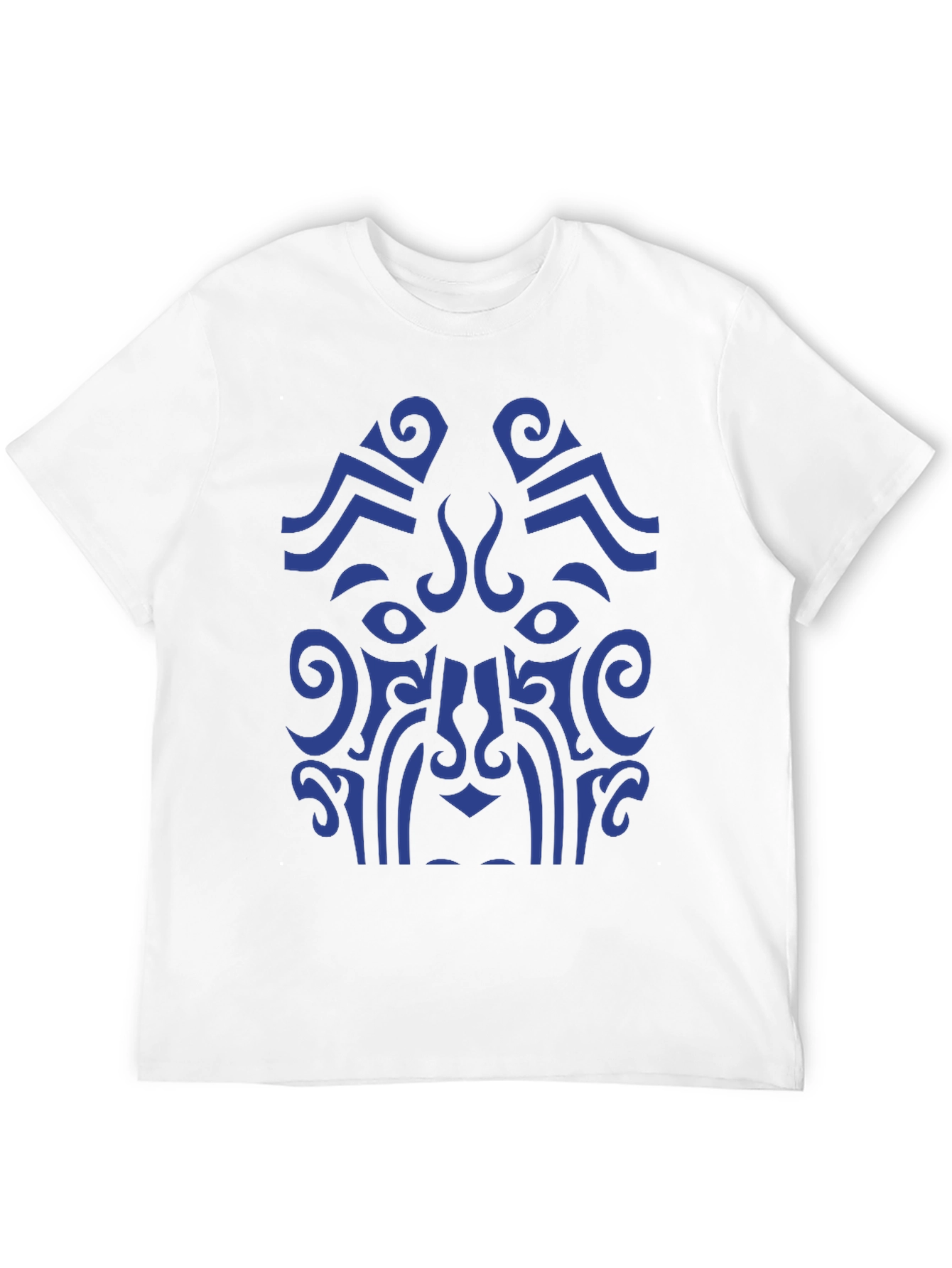 Tribal Art Graphic Tee - Bold Blue Design