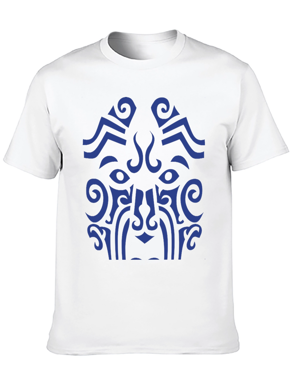 Tribal Art Graphic Tee - Bold Blue Design