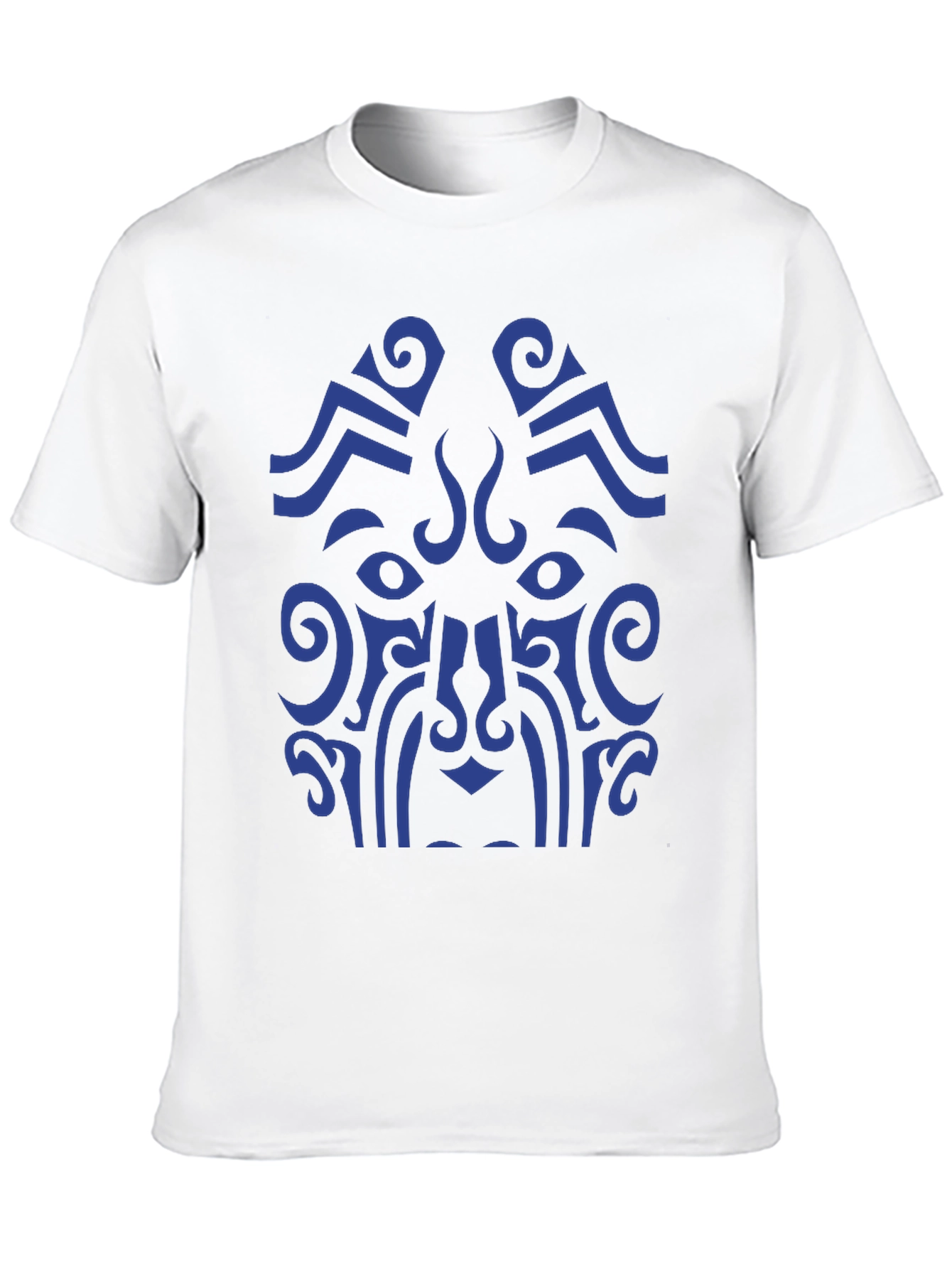 Tribal Art Graphic Tee - Bold Blue Design