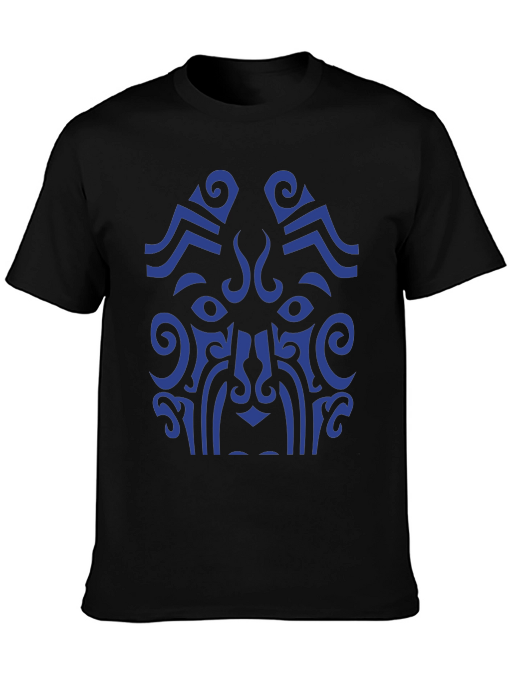 Tribal Art Graphic Tee - Bold Blue Design