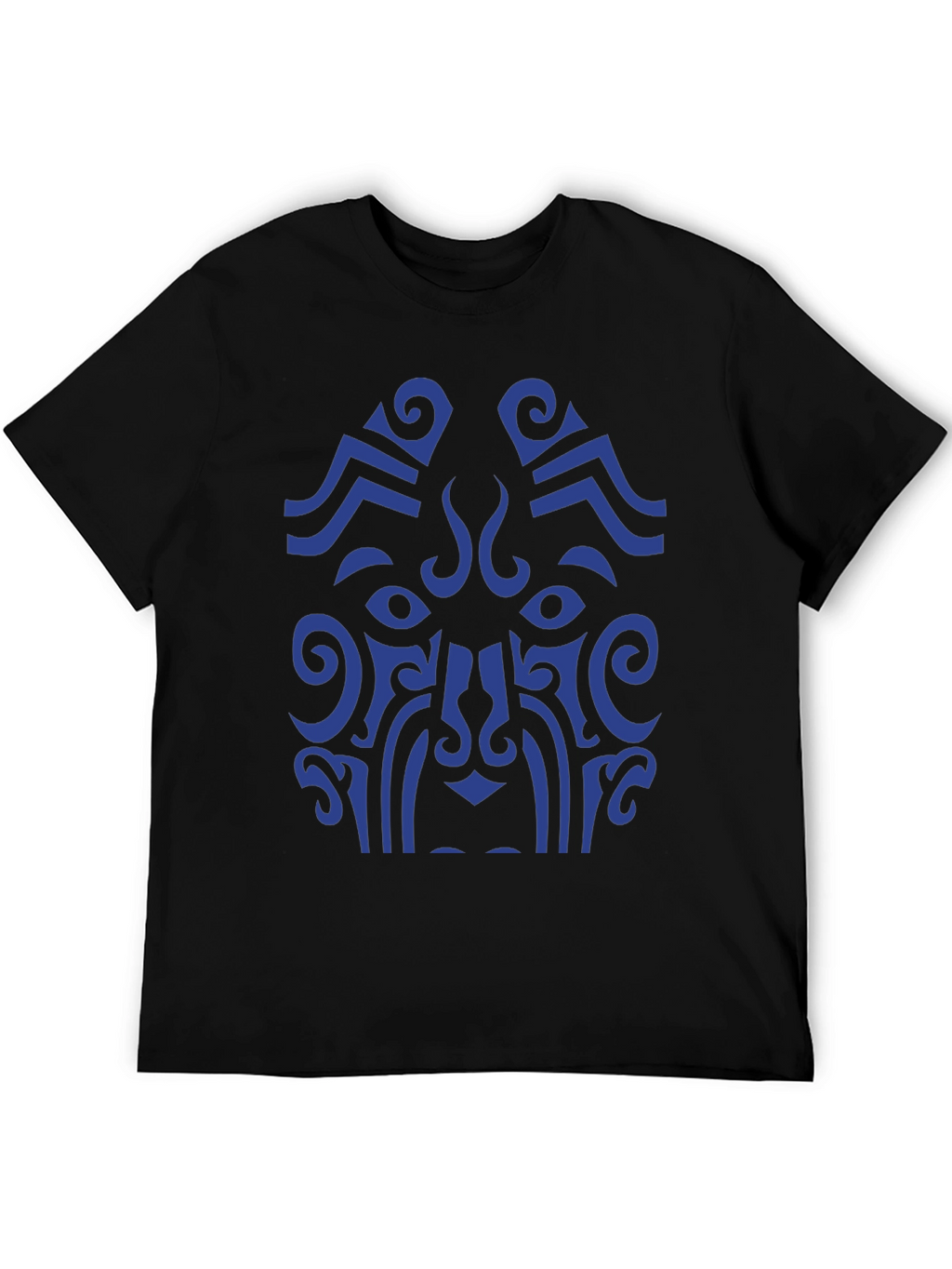 Tribal Art Graphic Tee - Bold Blue Design