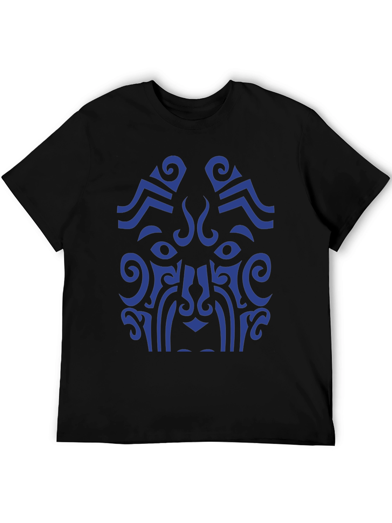 Tribal Art Graphic Tee - Bold Blue Design