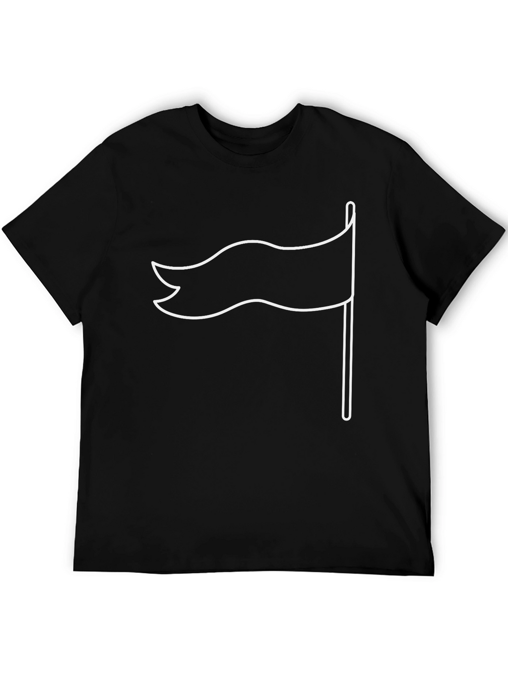 Black T-Shirt with White Flag Graphic