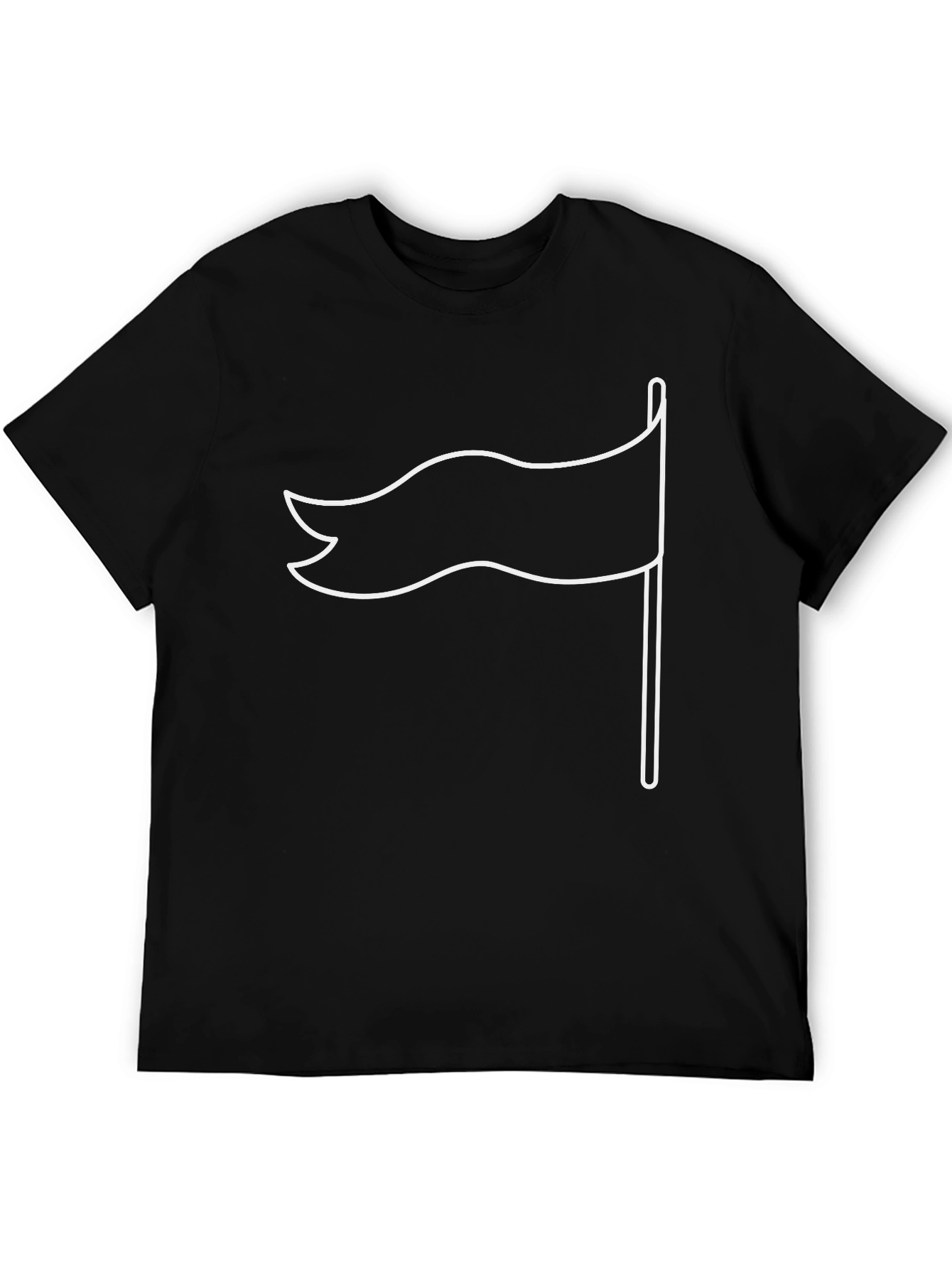 Black T-Shirt with White Flag Graphic