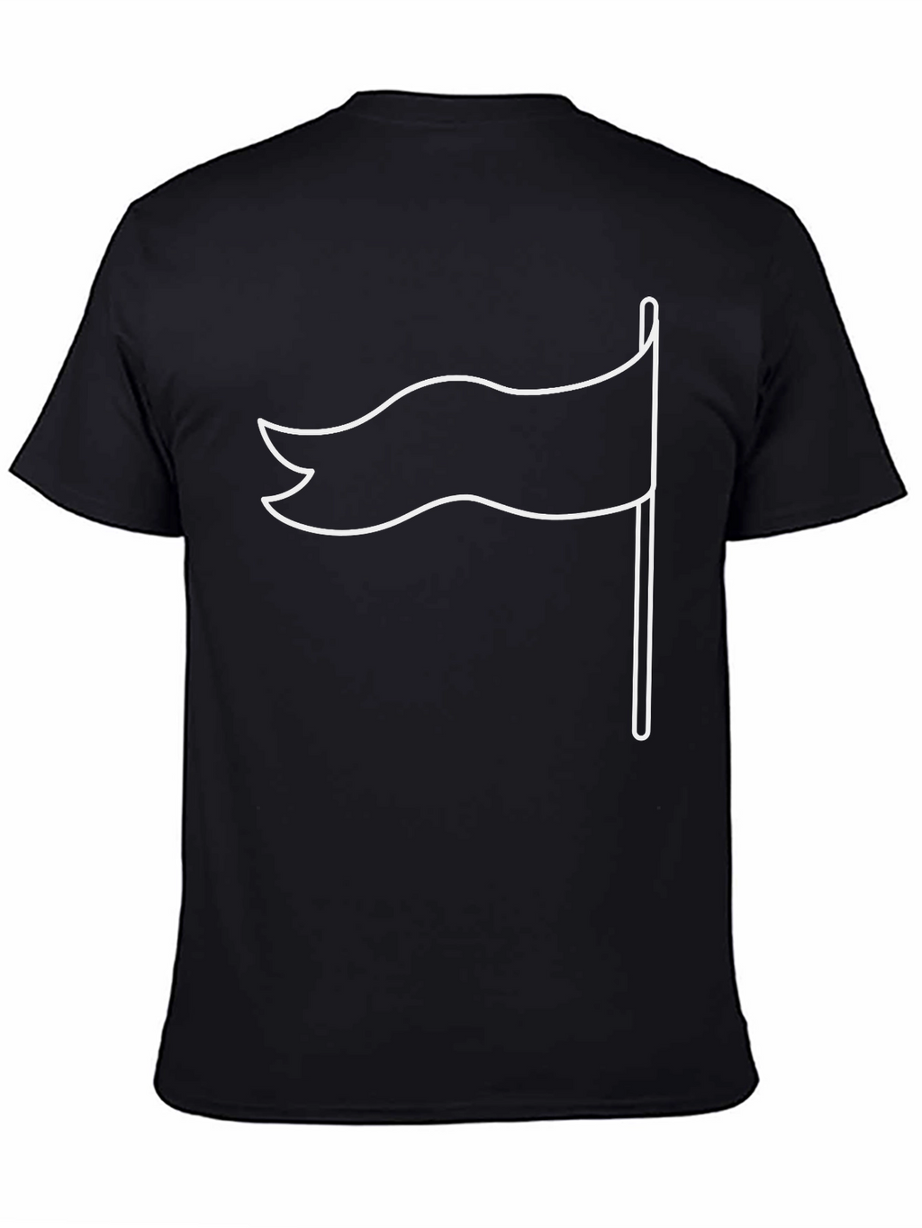 Black T-Shirt with White Flag Graphic