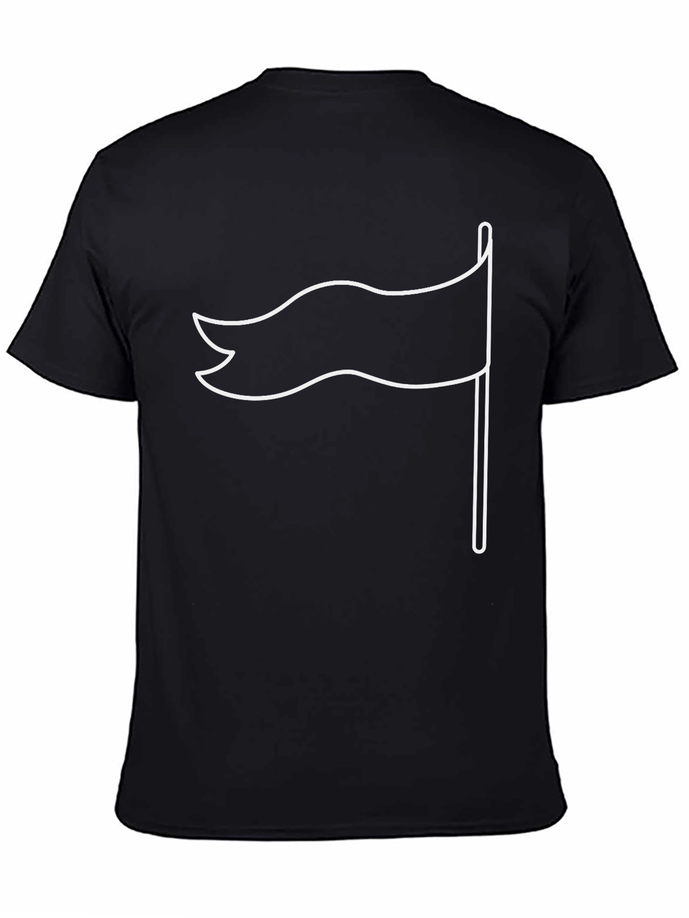 Black T-Shirt with White Flag Graphic