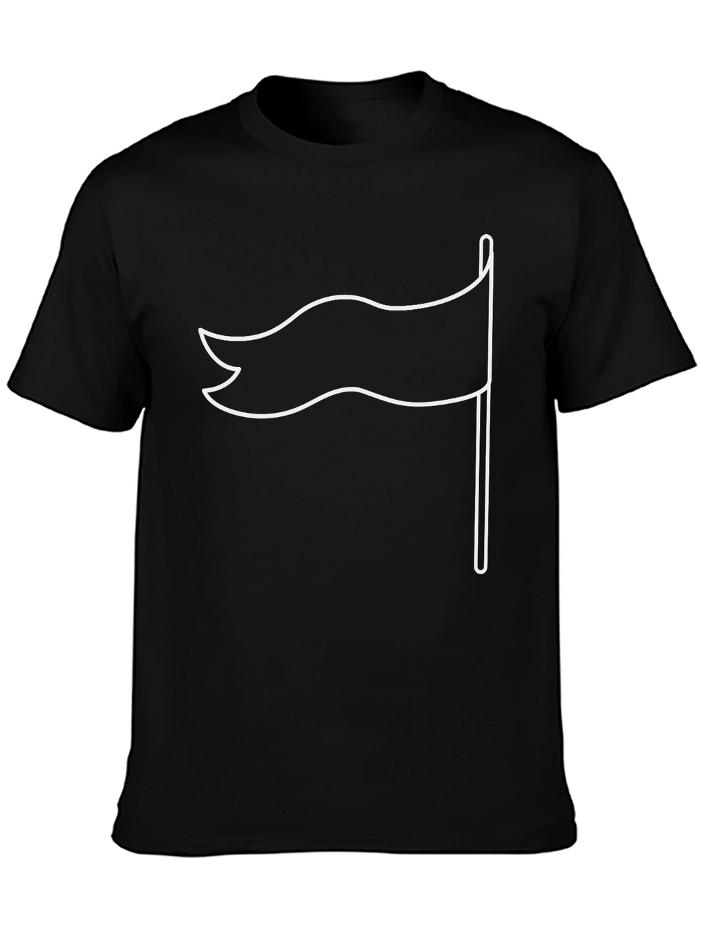 Black T-Shirt with White Flag Graphic