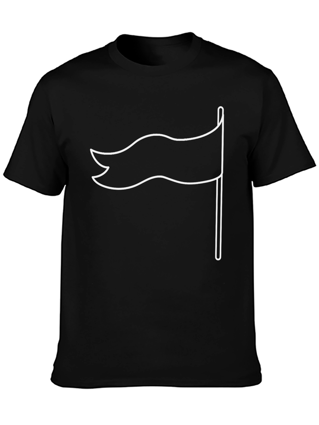 Black T-Shirt with White Flag Graphic