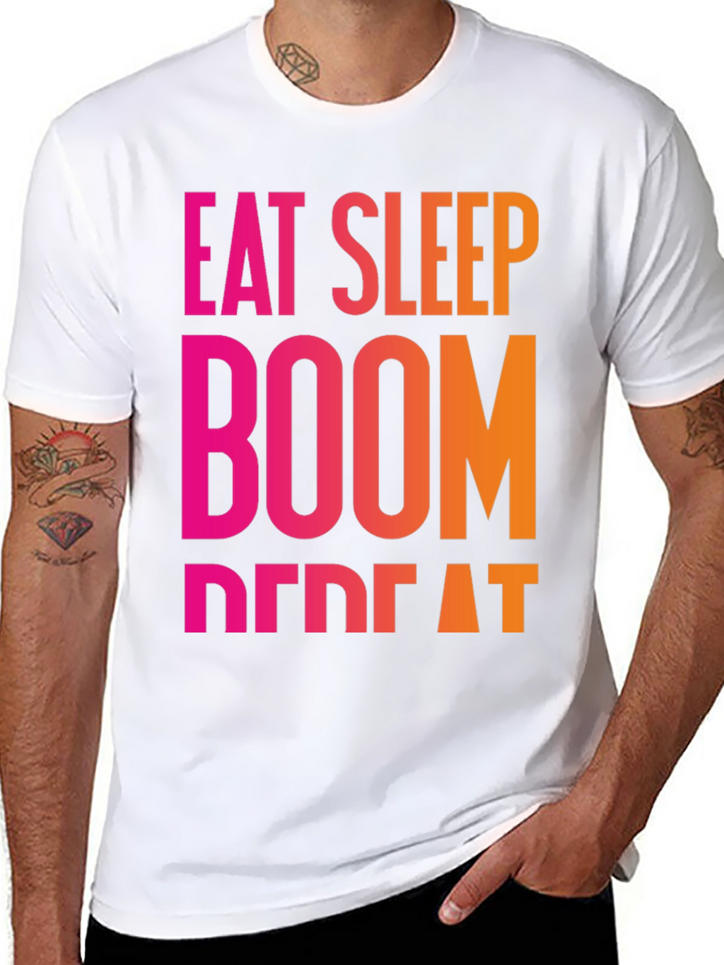 Eat Sleep Boom Repeat Black T-Shirt