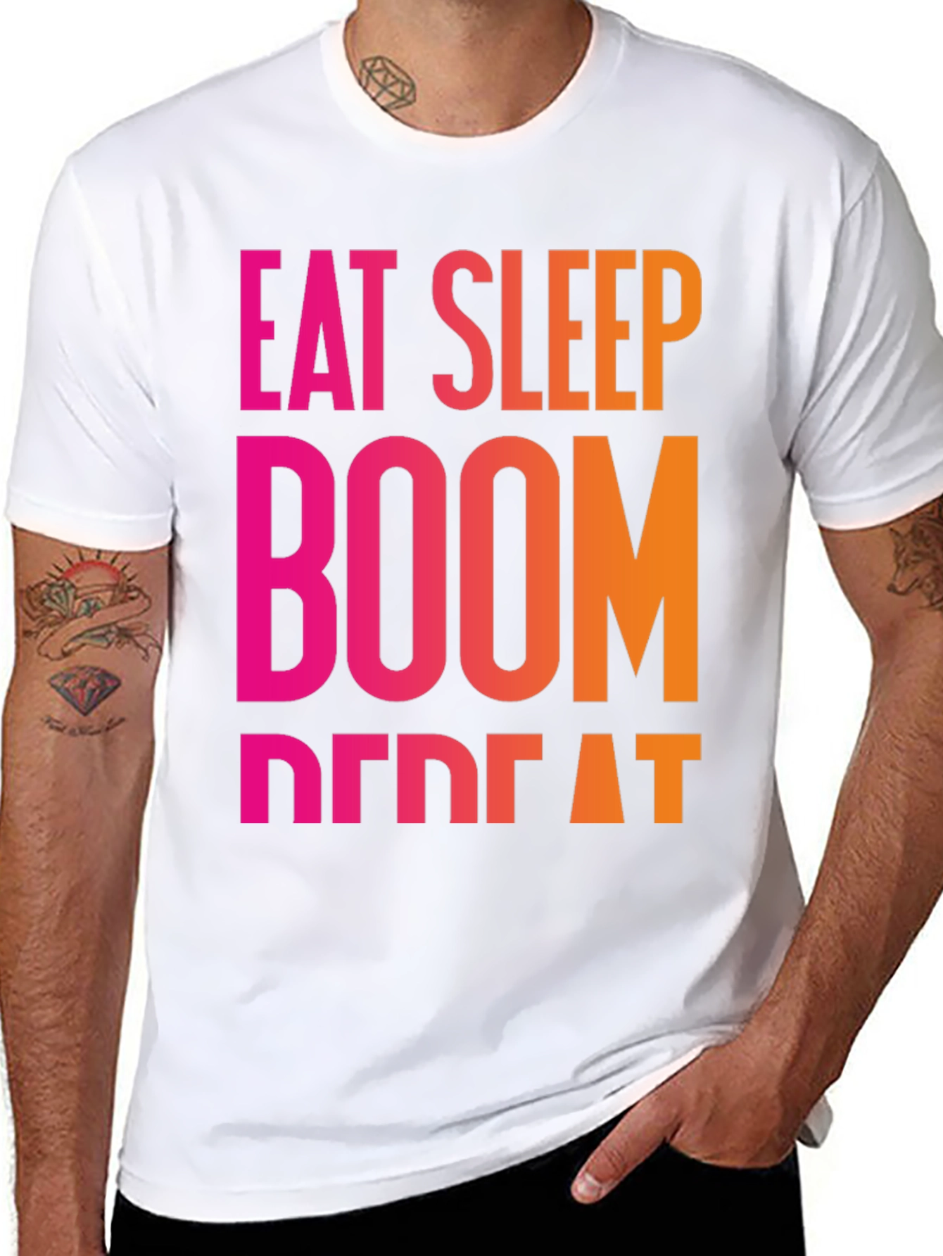 Eat Sleep Boom Repeat Black T-Shirt