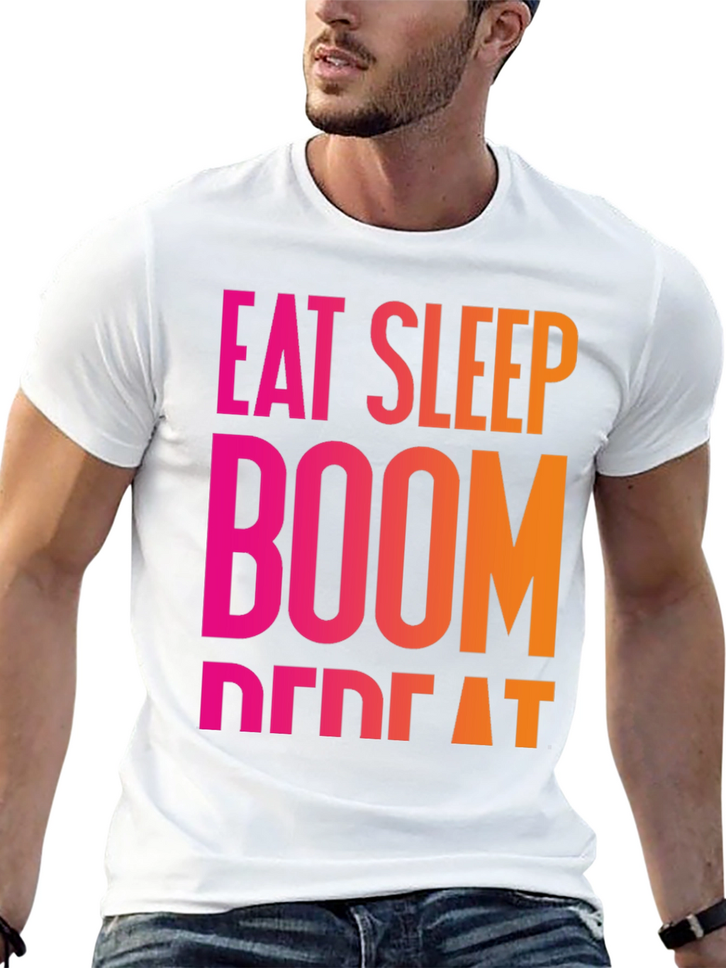 Eat Sleep Boom Repeat Black T-Shirt