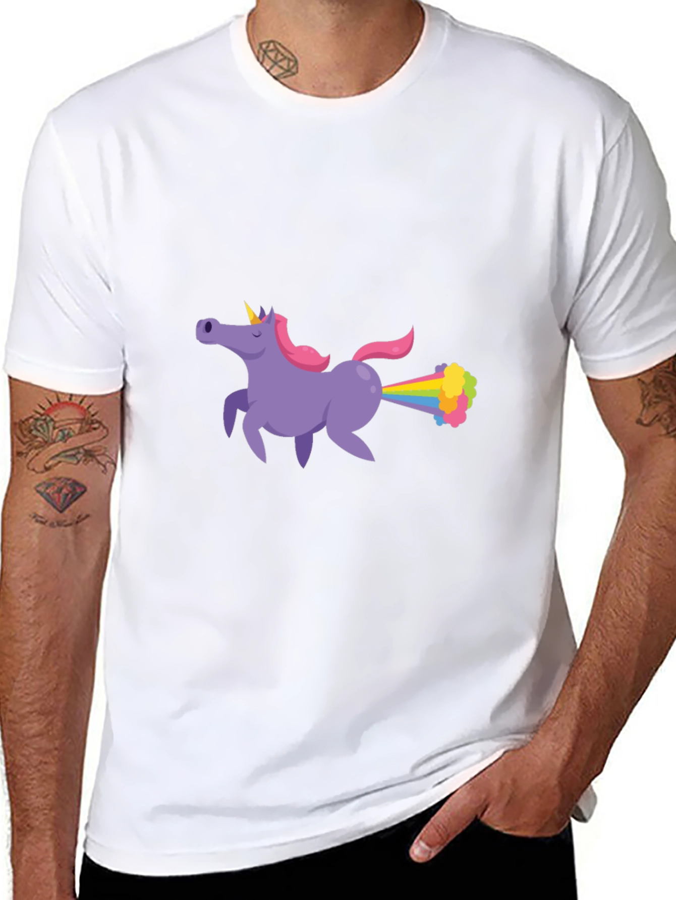 Unicorn Farting Rainbows Graphic T-Shirt