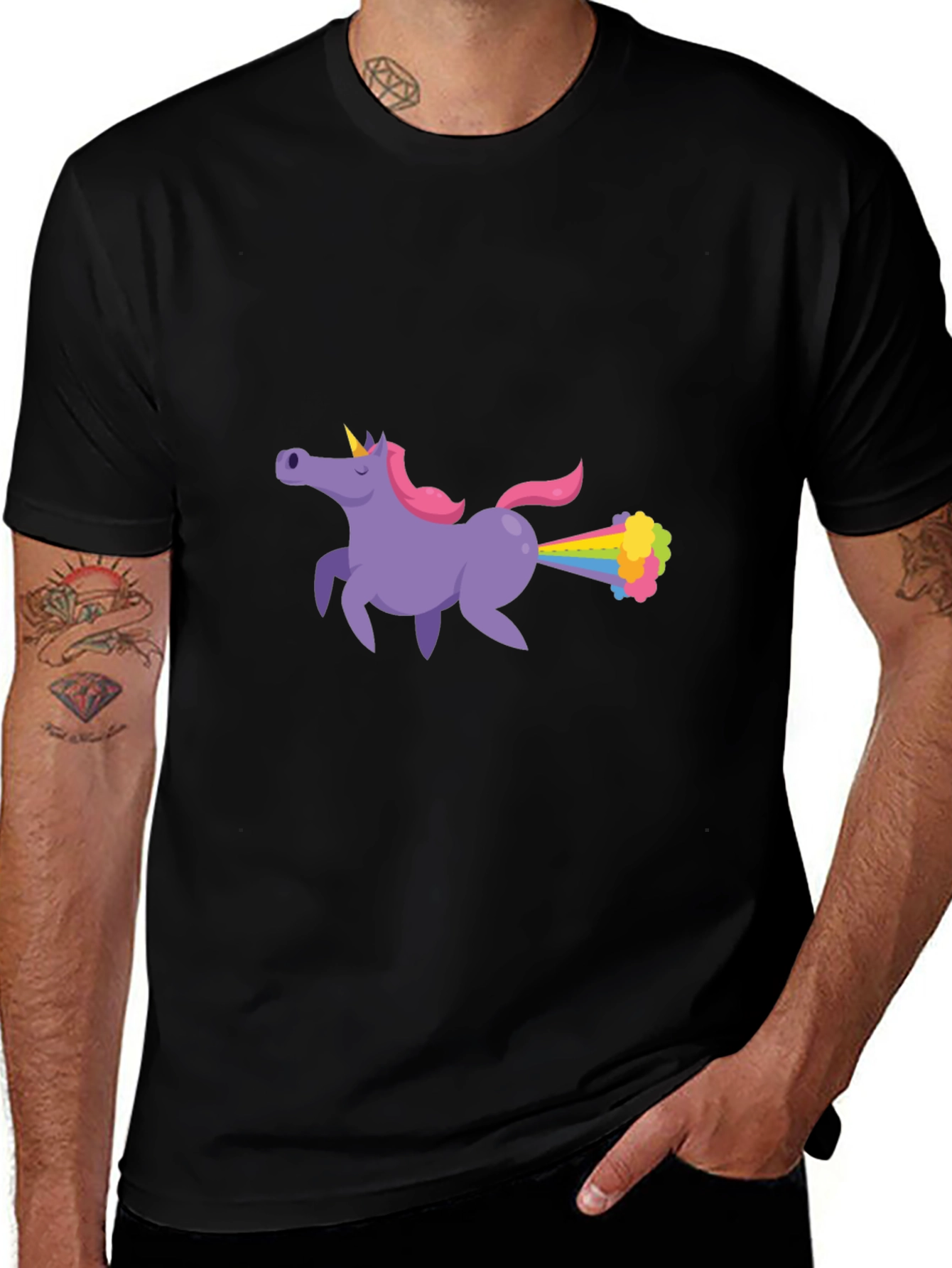 Unicorn Farting Rainbows Graphic T-Shirt