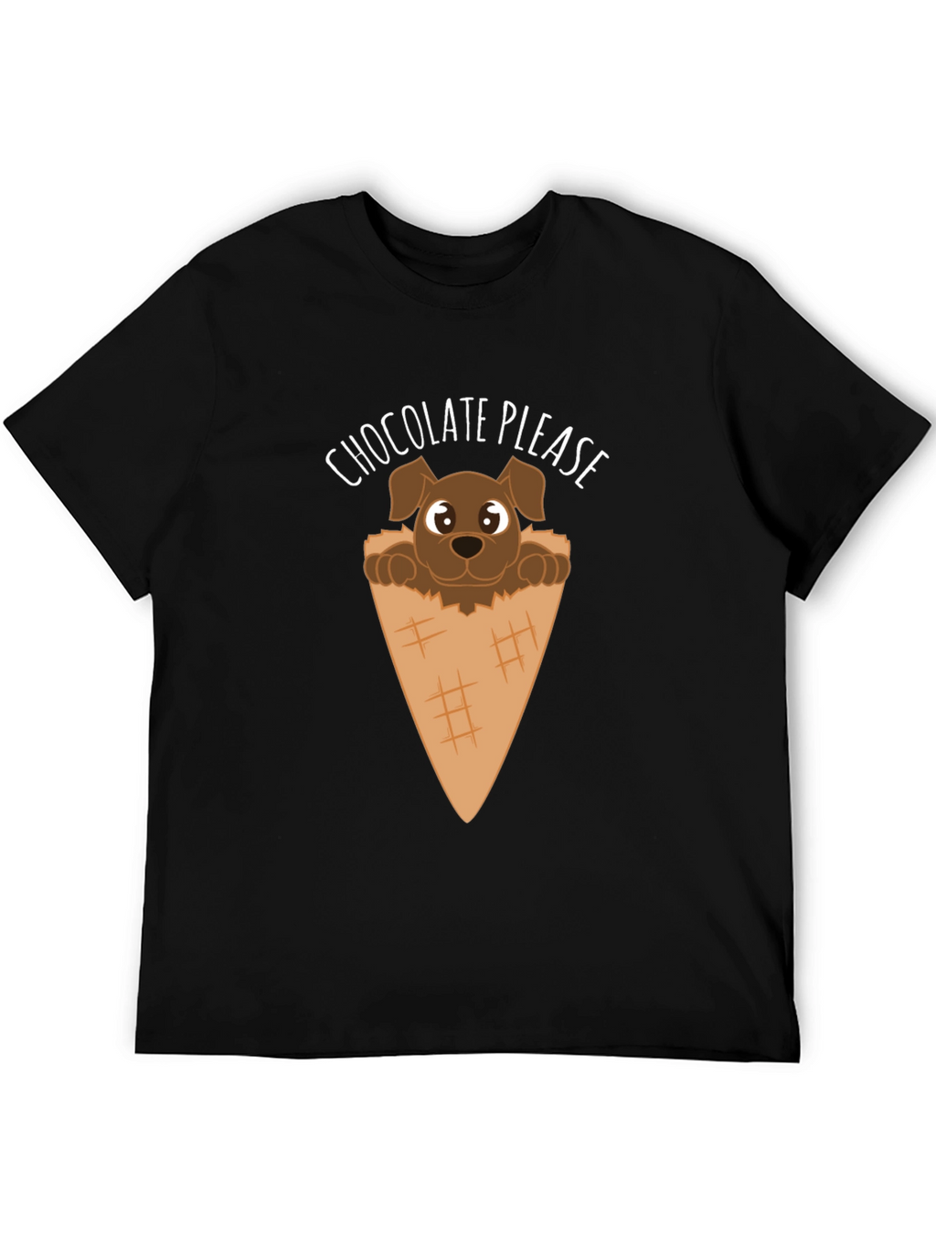 Chocolate Please Puppy Ice Cream Cone Graphic T-Shirt