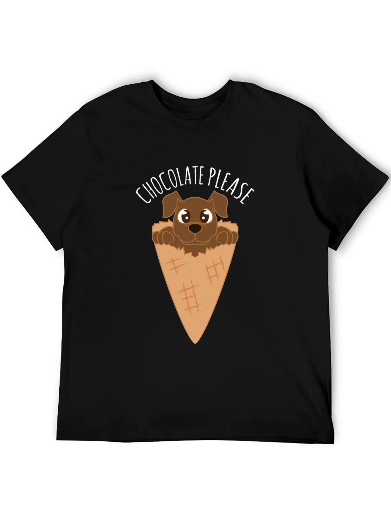 Chocolate Please Puppy Ice Cream Cone Graphic T-Shirt