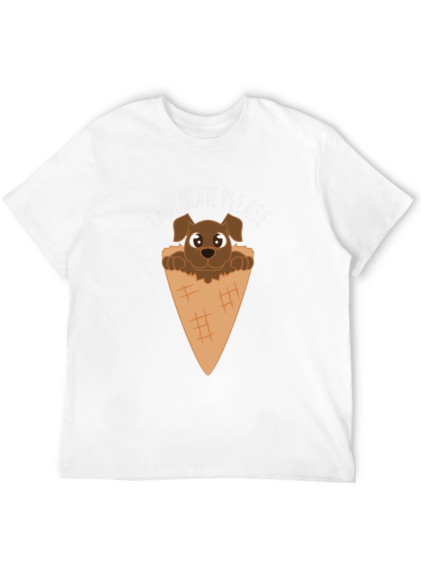 Chocolate Please Puppy Ice Cream Cone Graphic T-Shirt