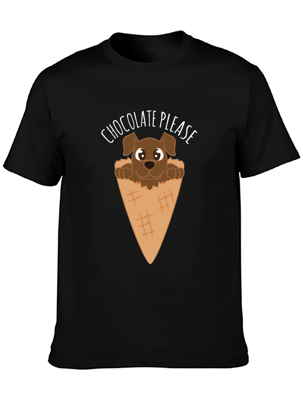 Chocolate Please Puppy Ice Cream Cone Graphic T-Shirt