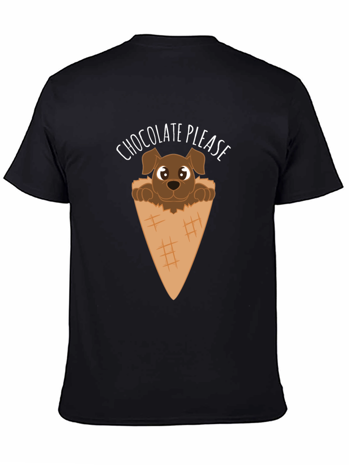 Chocolate Please Puppy Ice Cream Cone Graphic T-Shirt