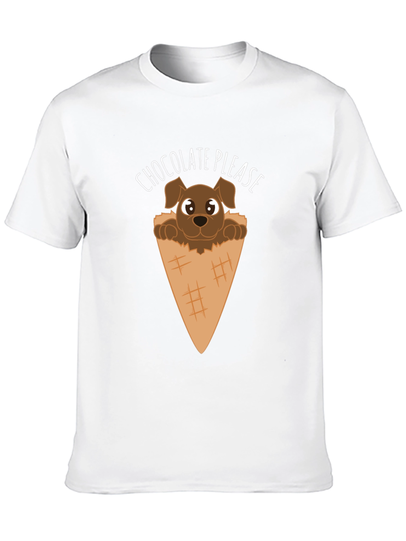 Chocolate Please Puppy Ice Cream Cone Graphic T-Shirt