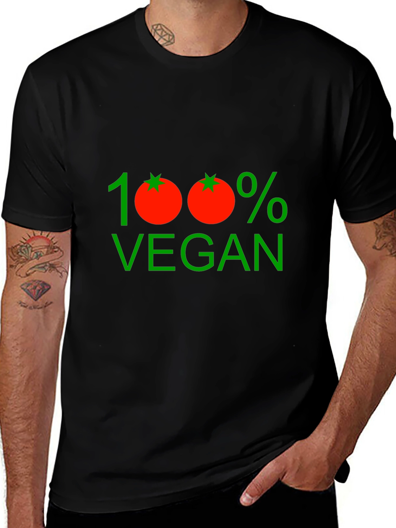 100% Vegan Graphic Tee - Unisex Black T-Shirt