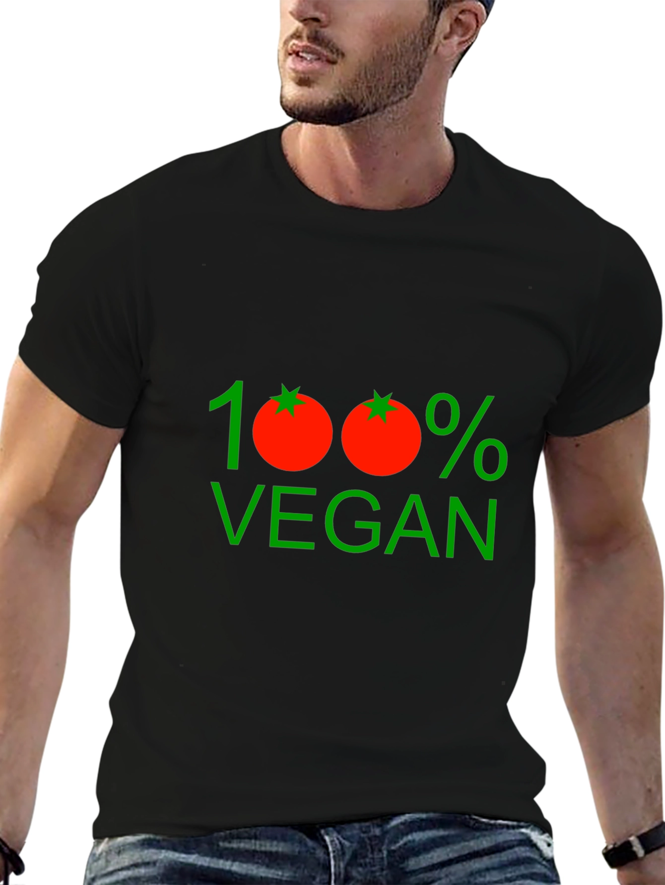 100% Vegan Graphic Tee - Unisex Black T-Shirt