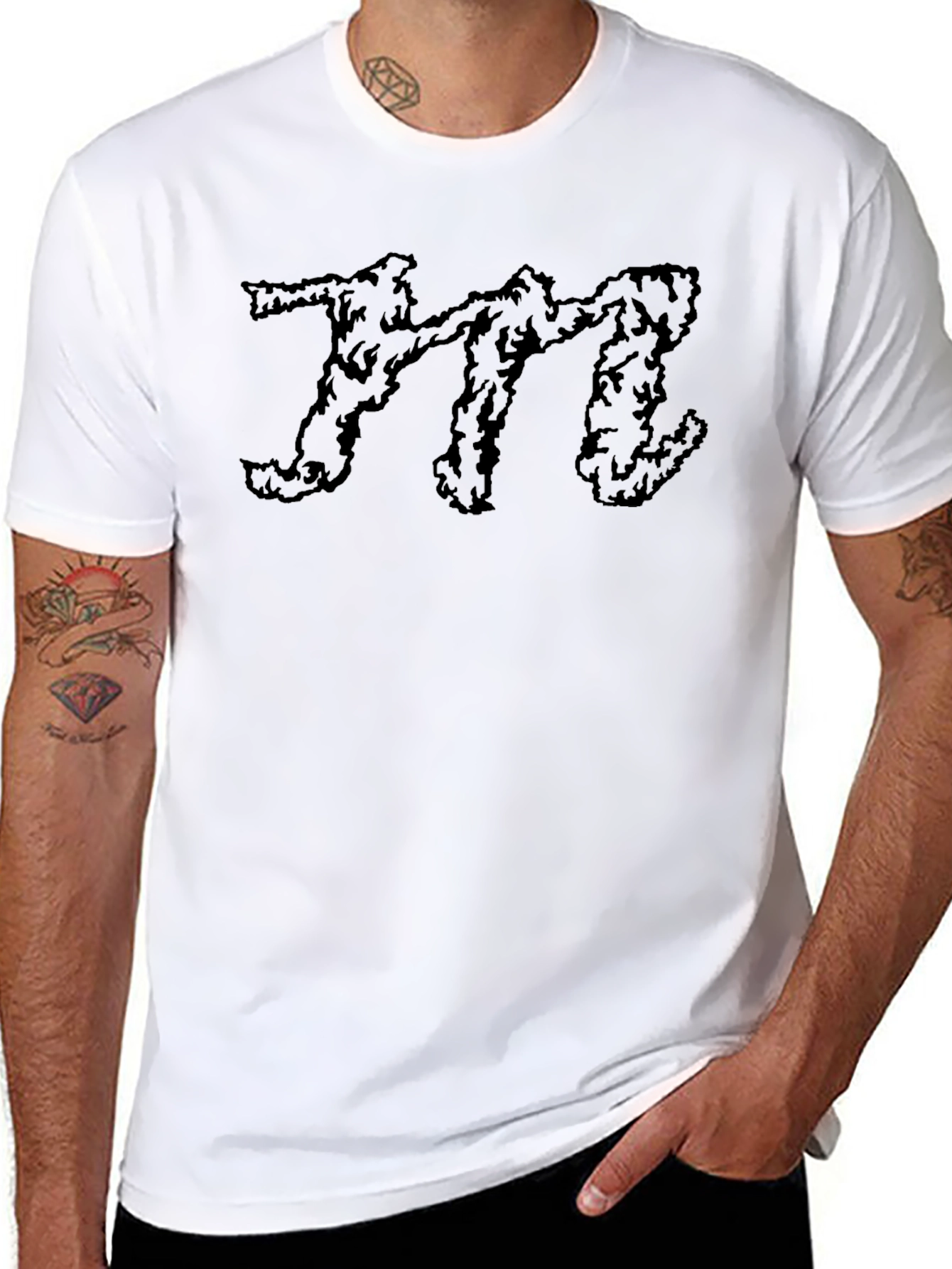 Mens Black T-Shirt with Abstract M Design