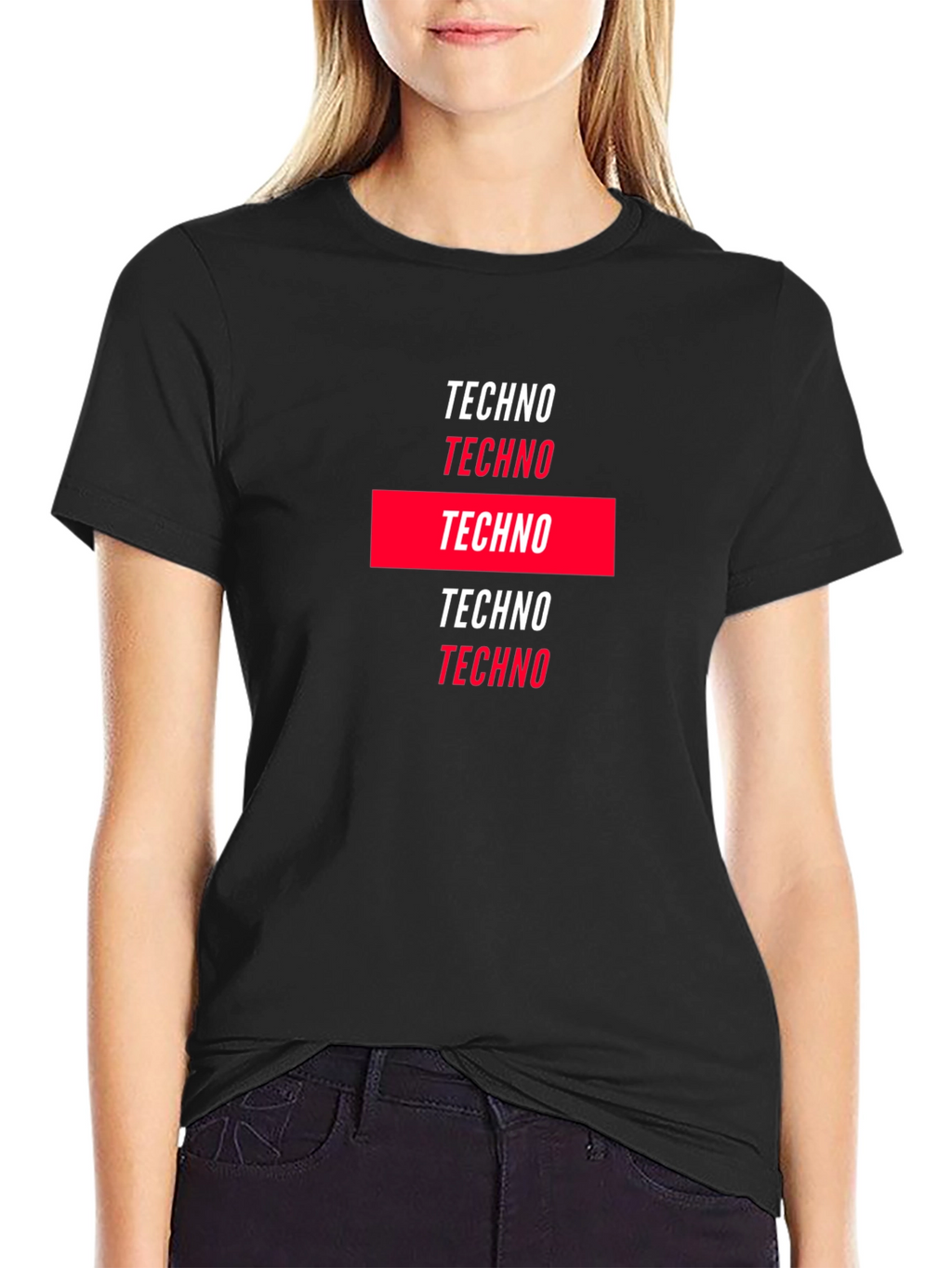 Techno Graphic Print Black T-Shirt