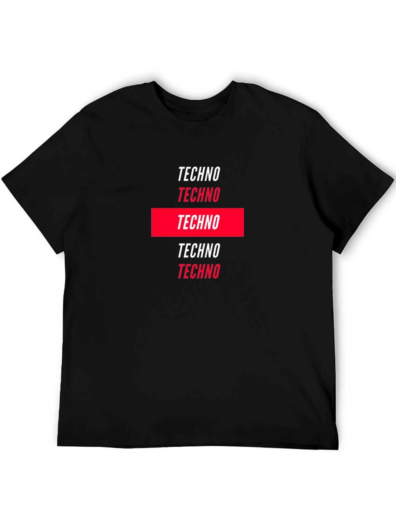 Techno Graphic Print Black T-Shirt