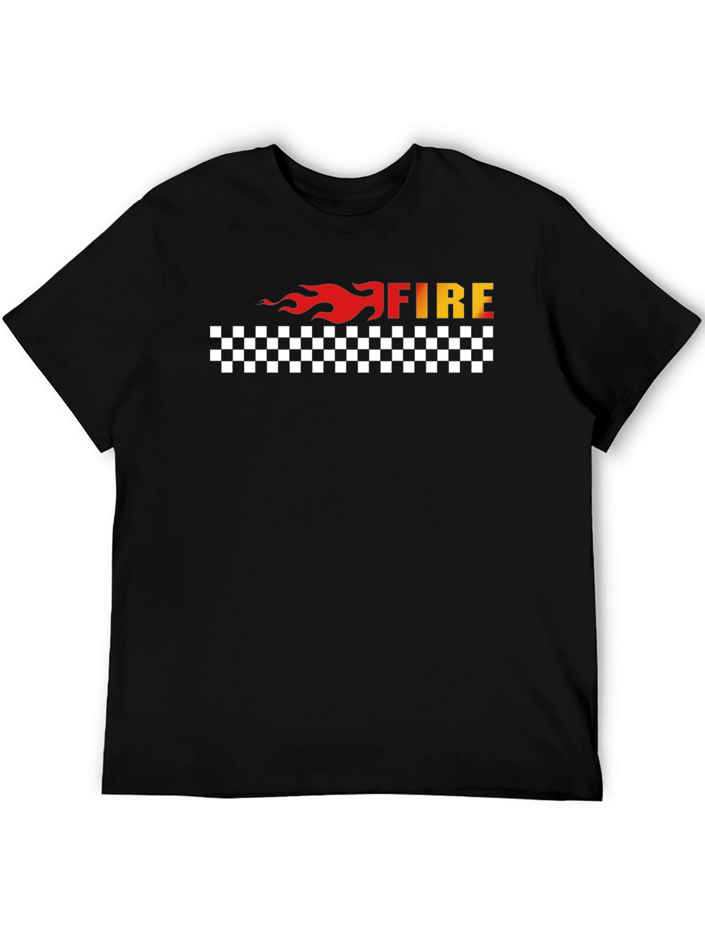 Fire Graphic Tee - Black Cotton Blend T-Shirt