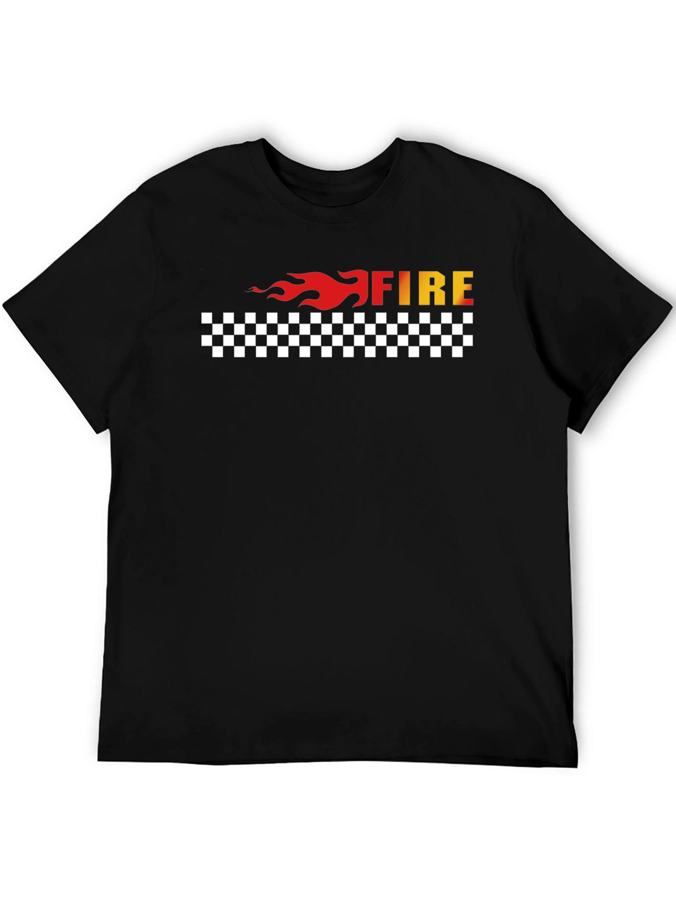 Fire Graphic Tee - Black Cotton Blend T-Shirt