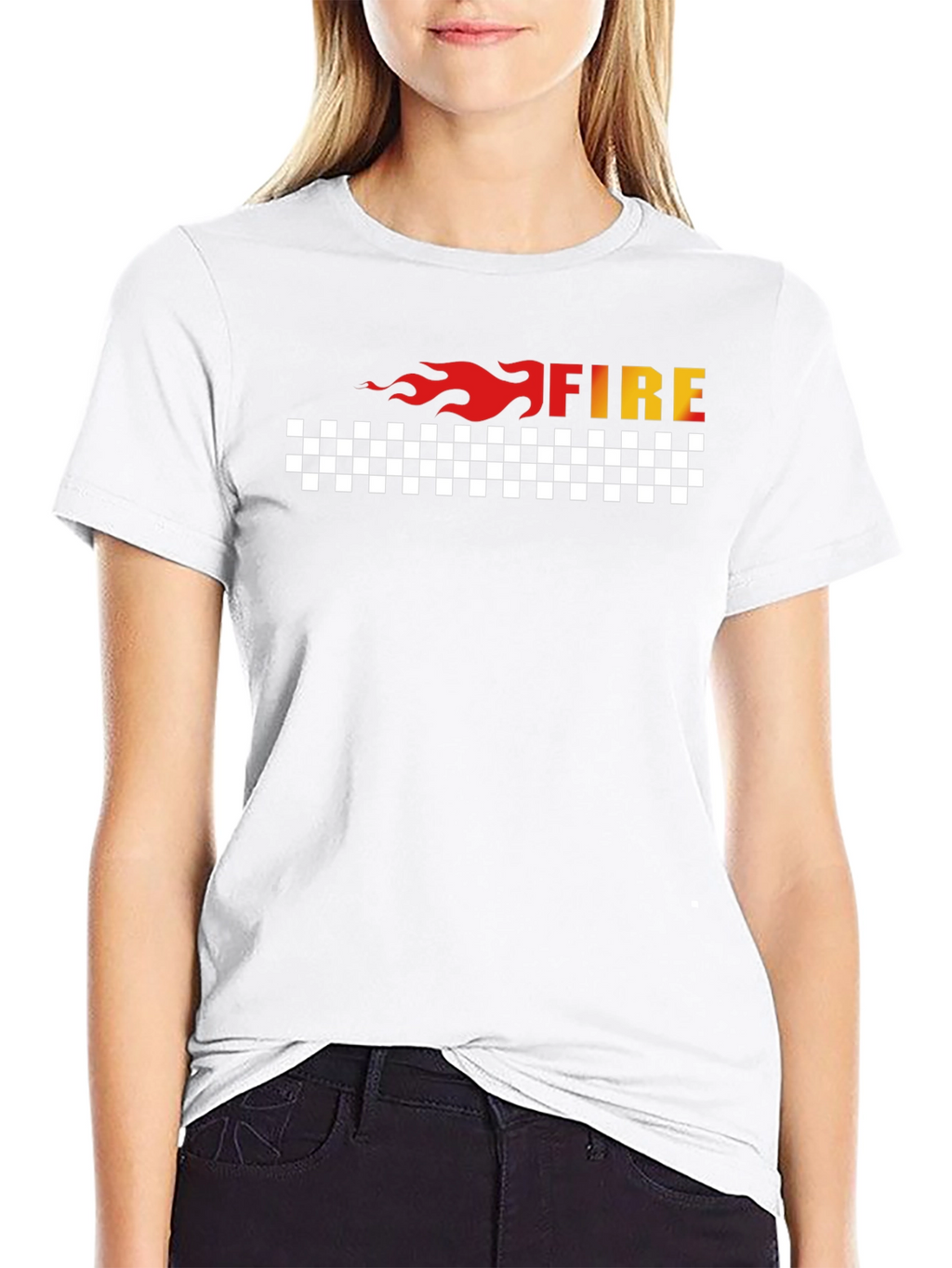 Fire Graphic Tee - Black Cotton Blend T-Shirt