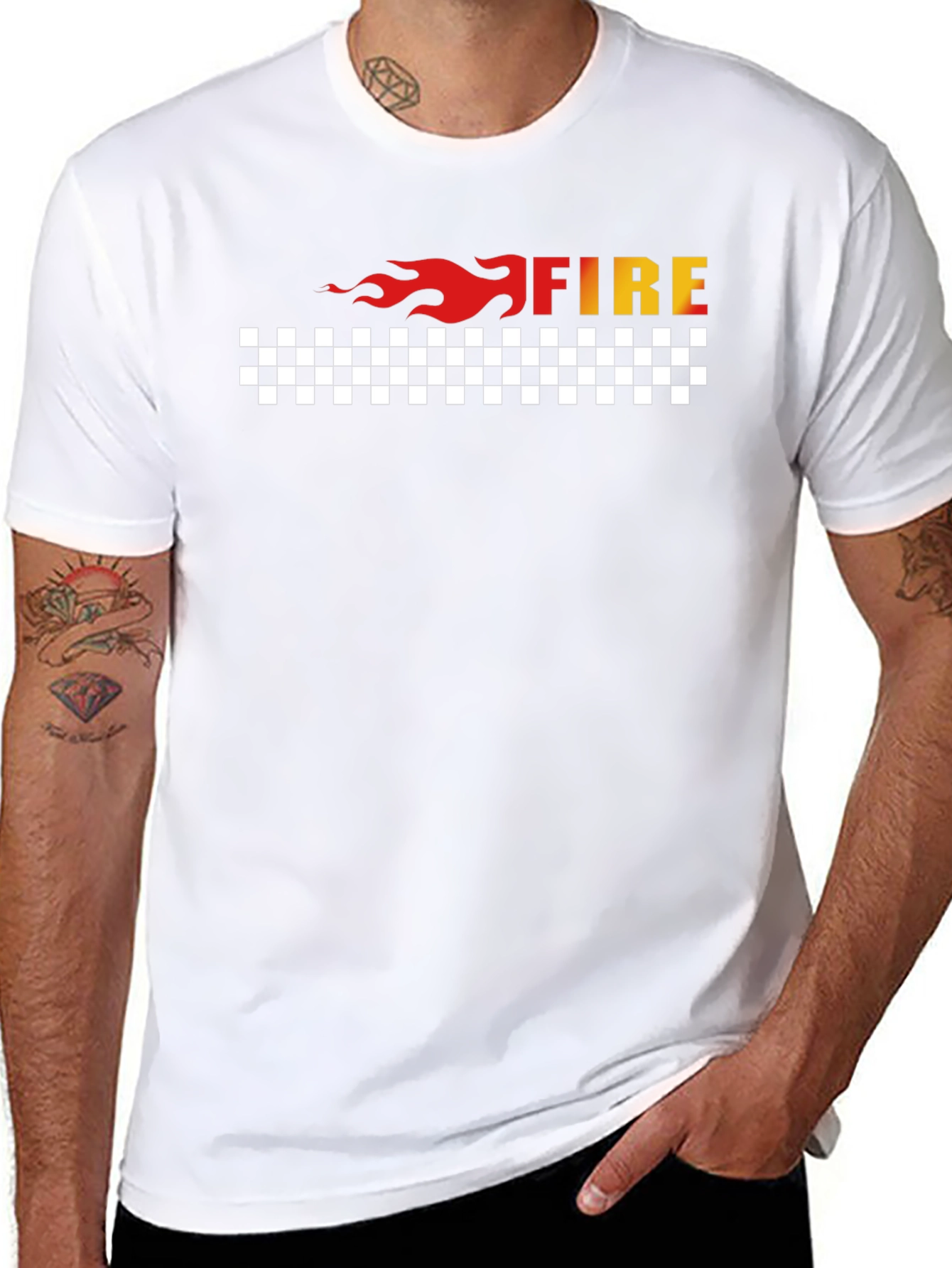 Fire Graphic Tee - Black Cotton Blend T-Shirt