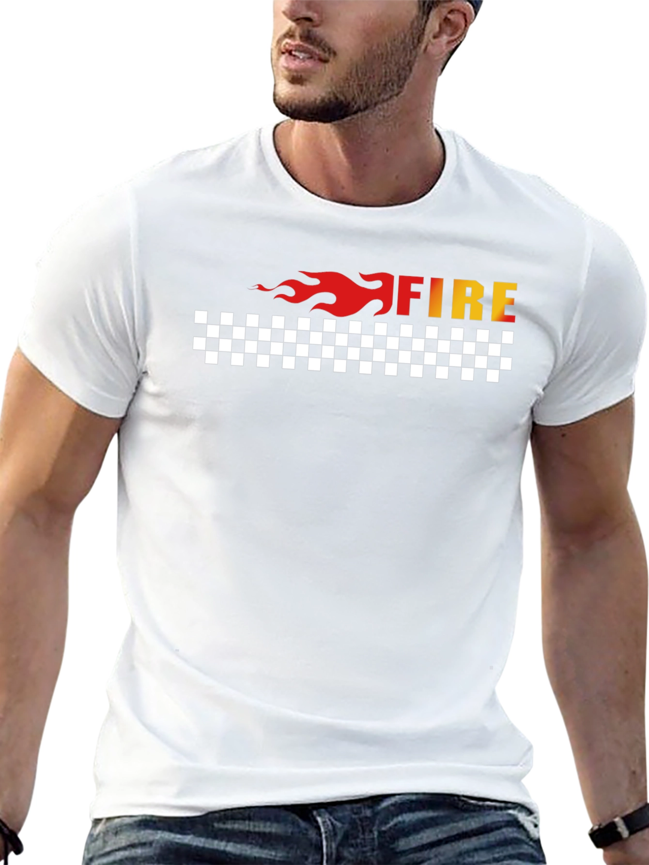 Fire Graphic Tee - Black Cotton Blend T-Shirt