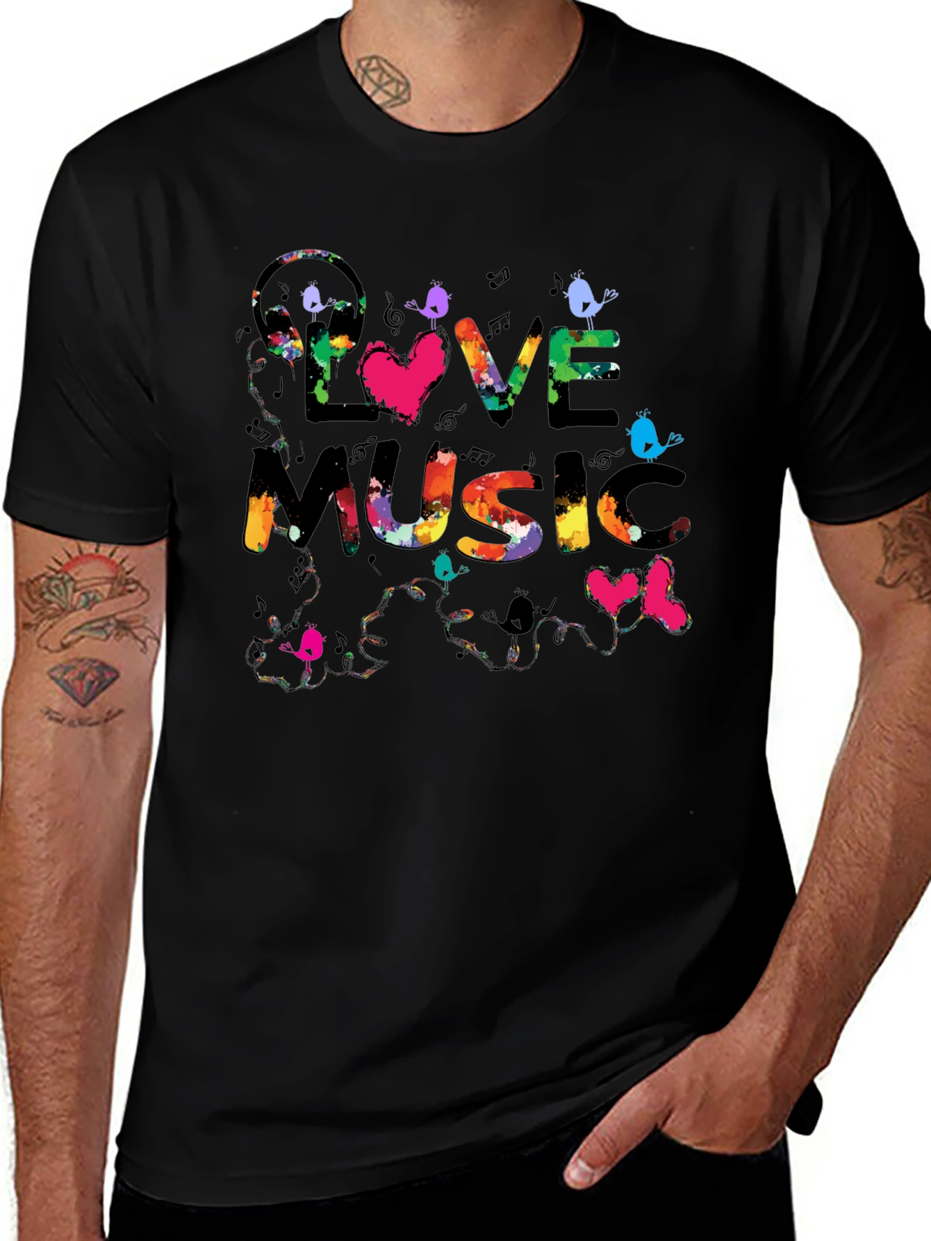 Love Music Graphic Tee - Colorful Print